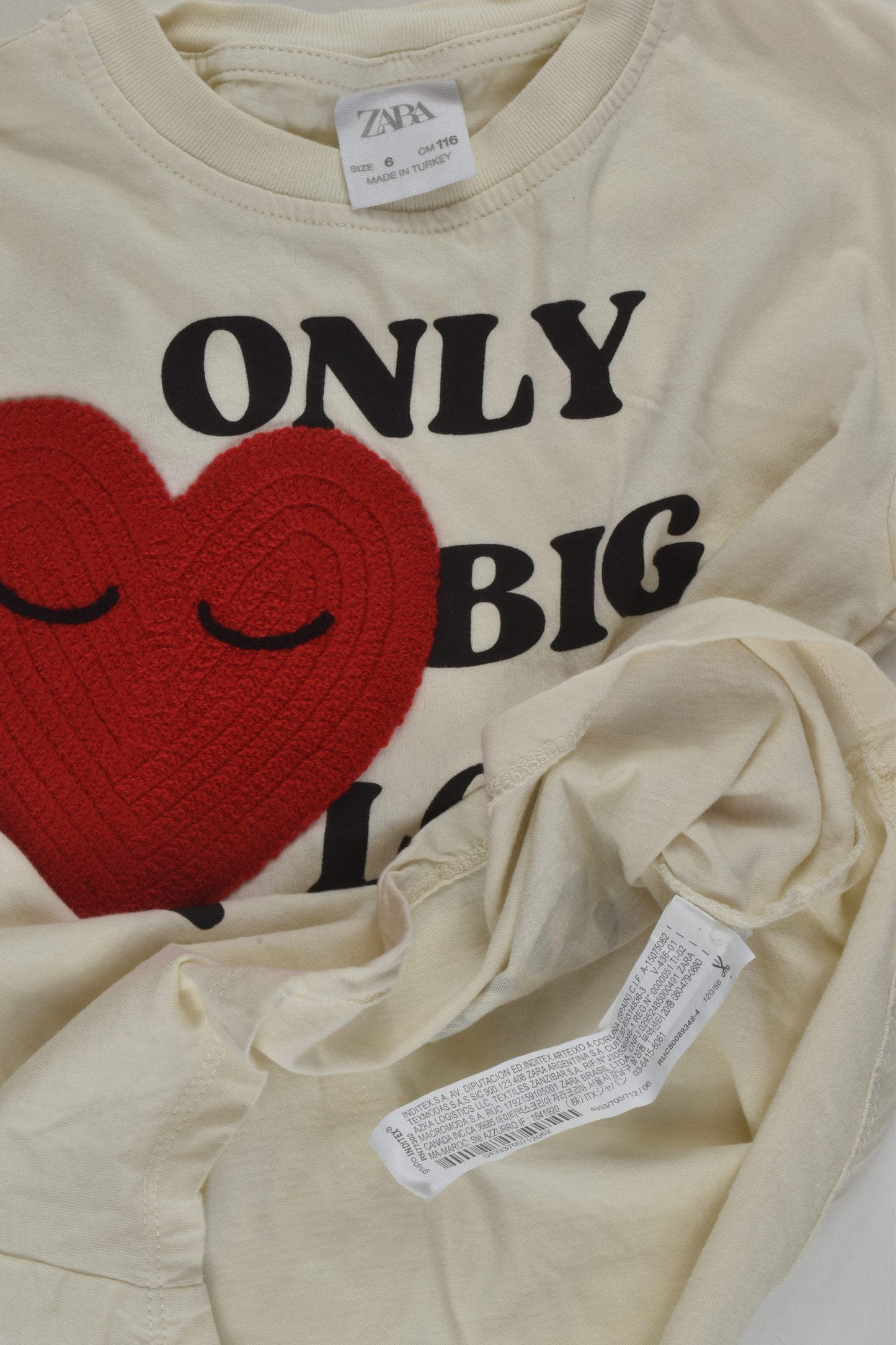 Zara Size 6 Love Heart T-shirt