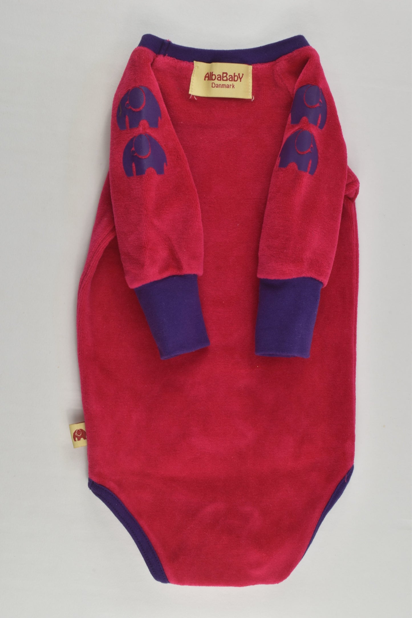 Alba Baby (Alba of Denmark) Size 00/0 (68/74 cm) Velour Bodysuit with Elephant Details