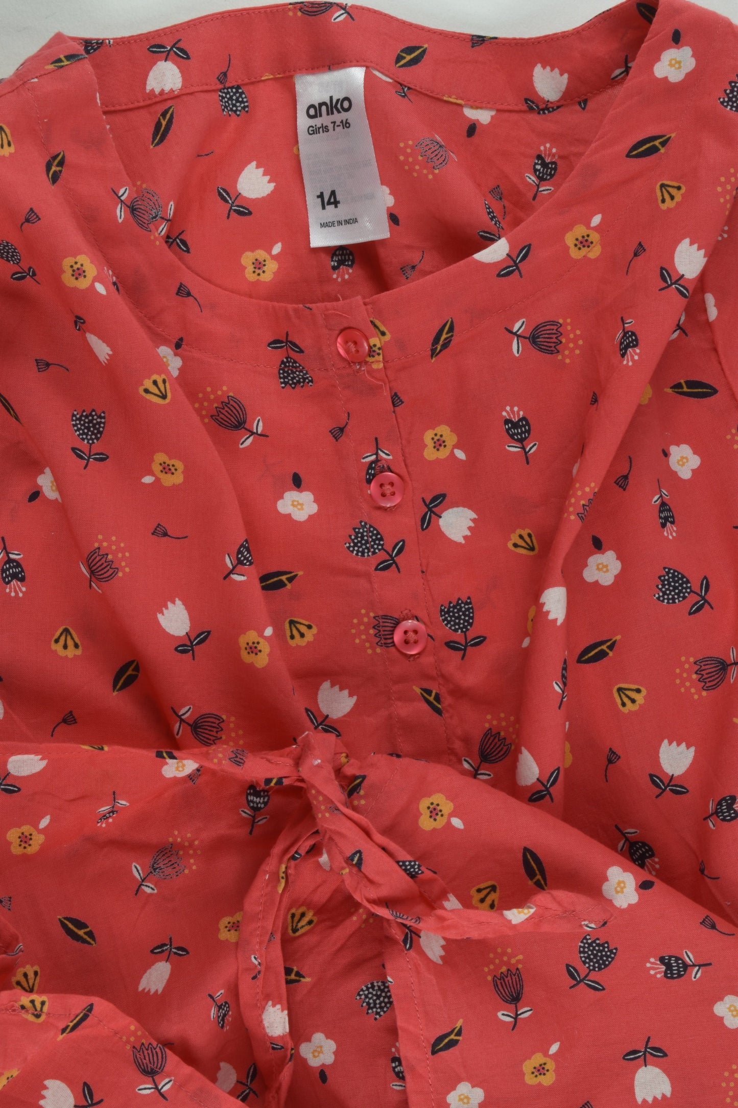 Anko Size 14 Floral Tie-Front Blouse