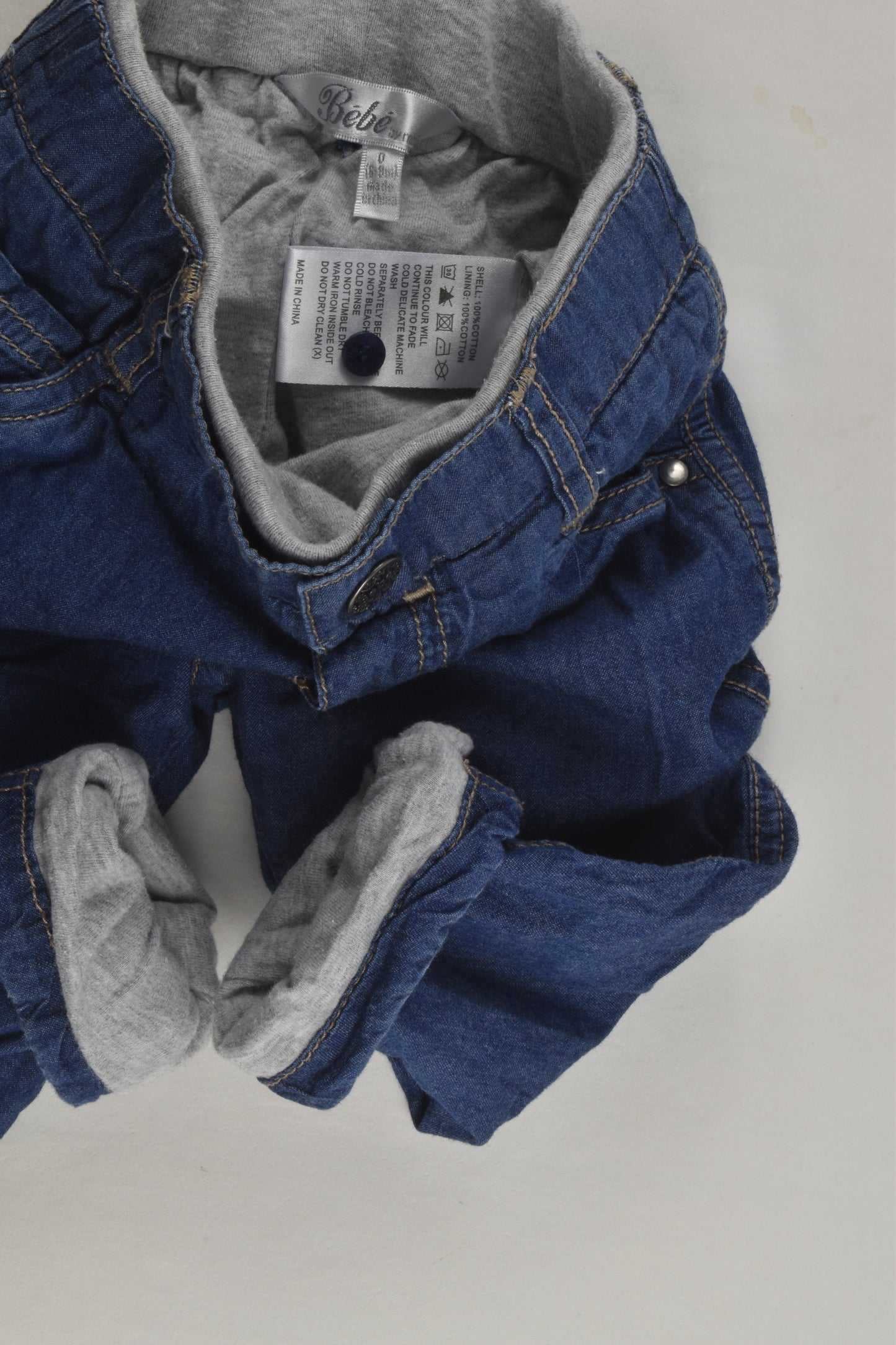 Bébé by Minihaha Size 0 (6-9 months) Lined Denim Pants