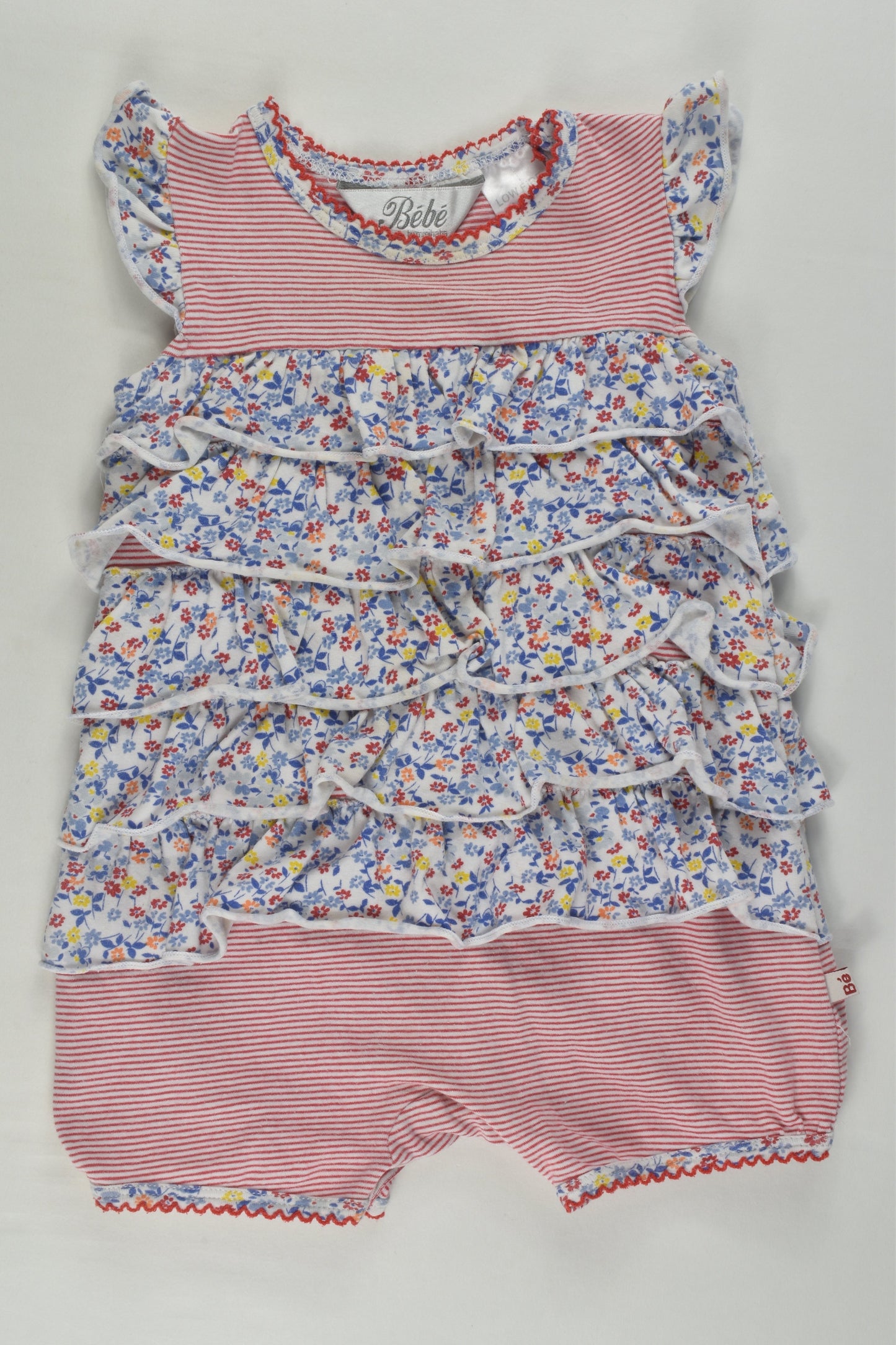 Bébé by Minihaha Size 00 Floral Ruffle Short Romper