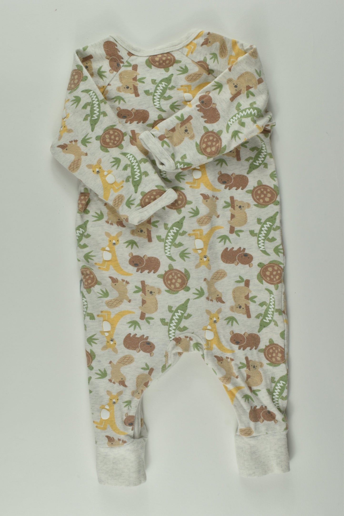 Bilbi Size 000 Australian Animals Zip Romper