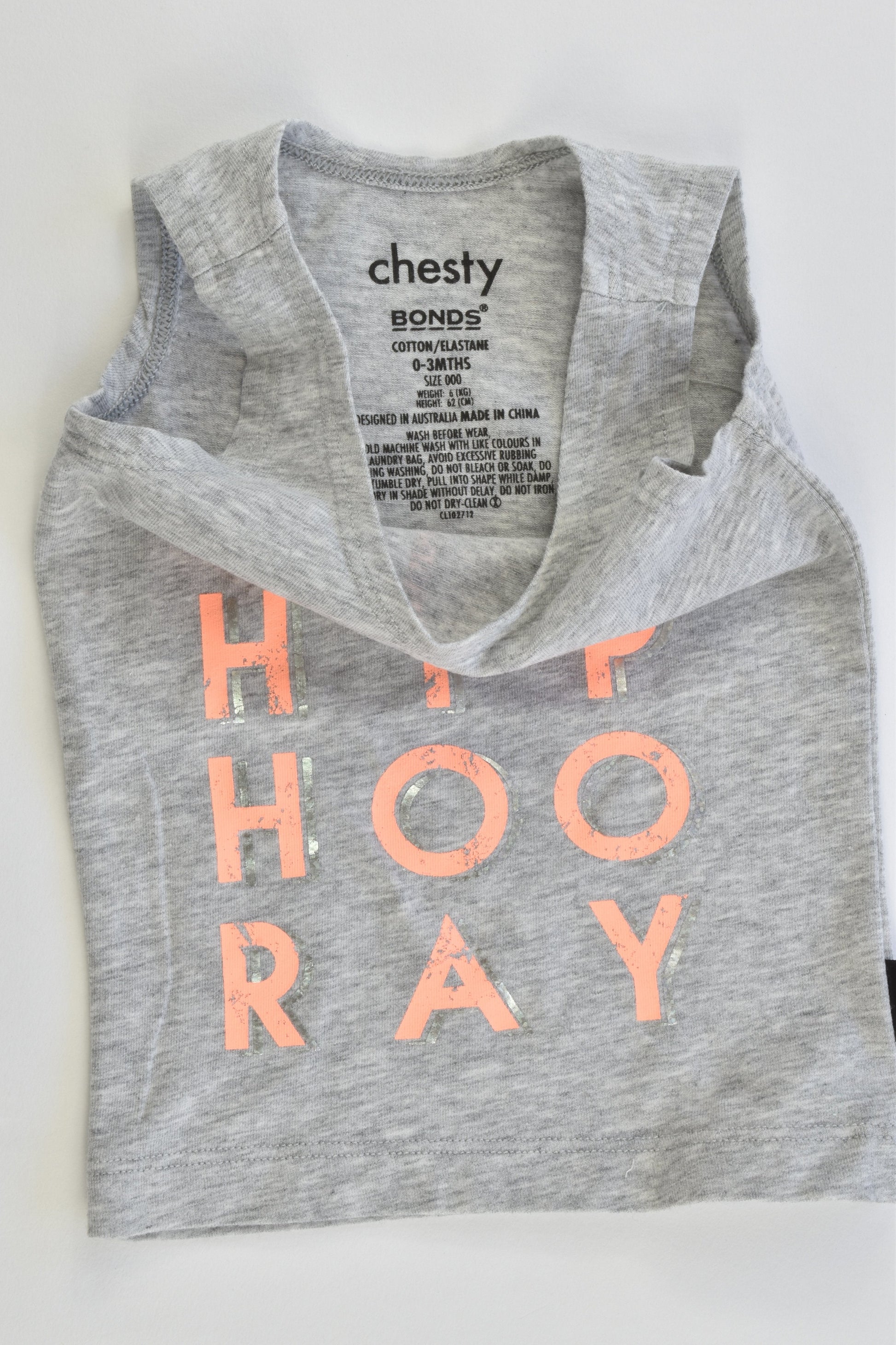 Bonds Size 000 (0-3 months) Chesty 'Hip Hip Hooray' Tank Top