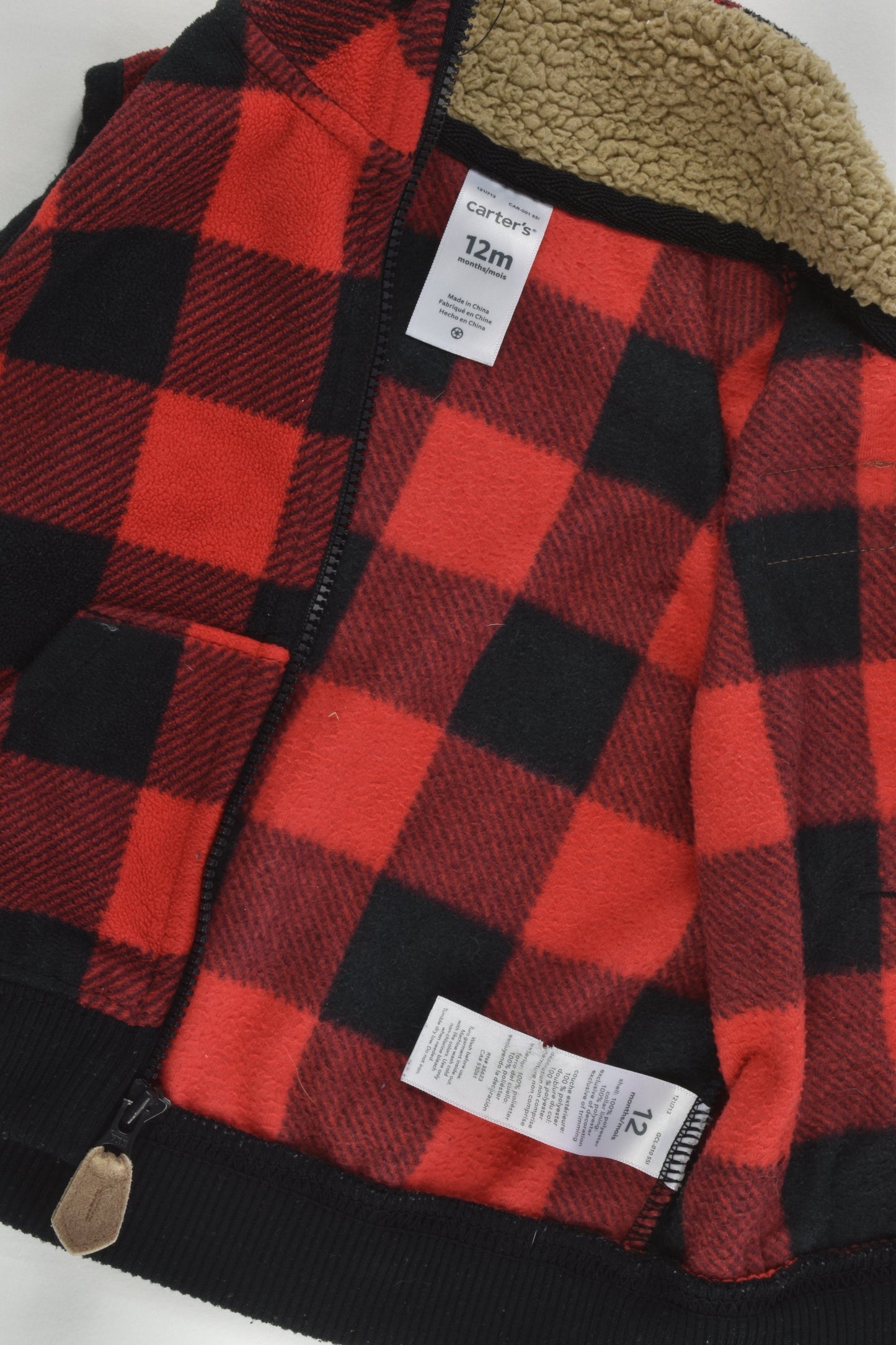 Carter's Size 0 (12 months) Checked 'Polar Explorer' Fleece Vest
