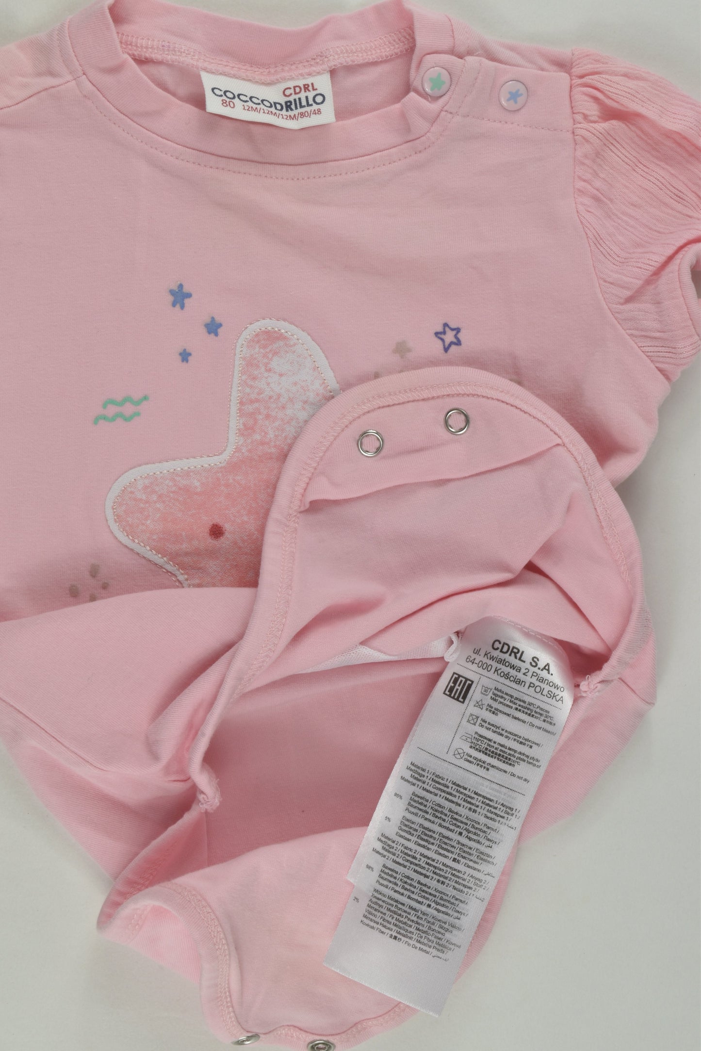 Coccodrillo Size 0 (80 cm, 12 months) 'Little Star' Bodysuit