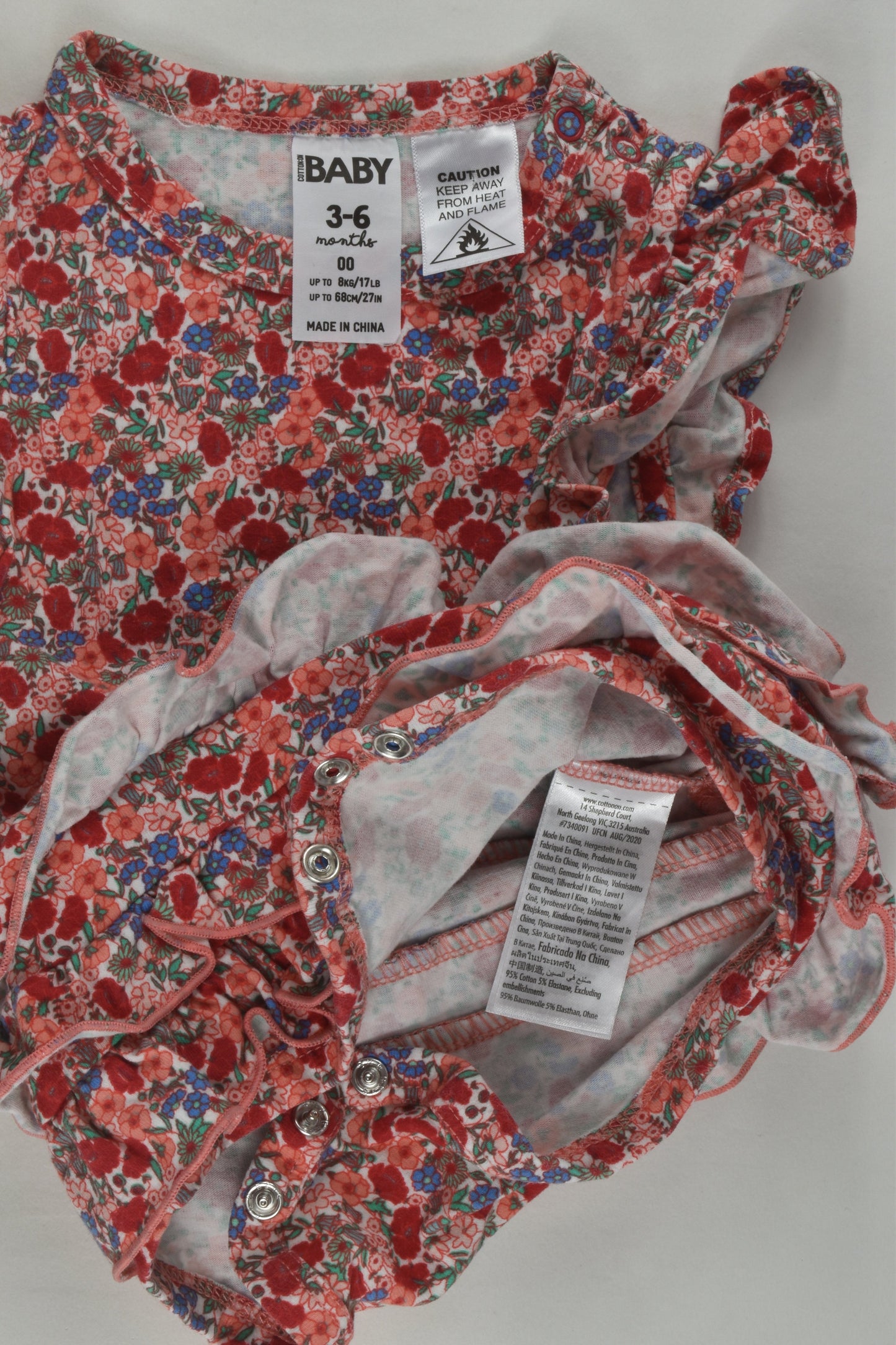 Cotton On Baby Size 00 Floral Ruffle Short Romper