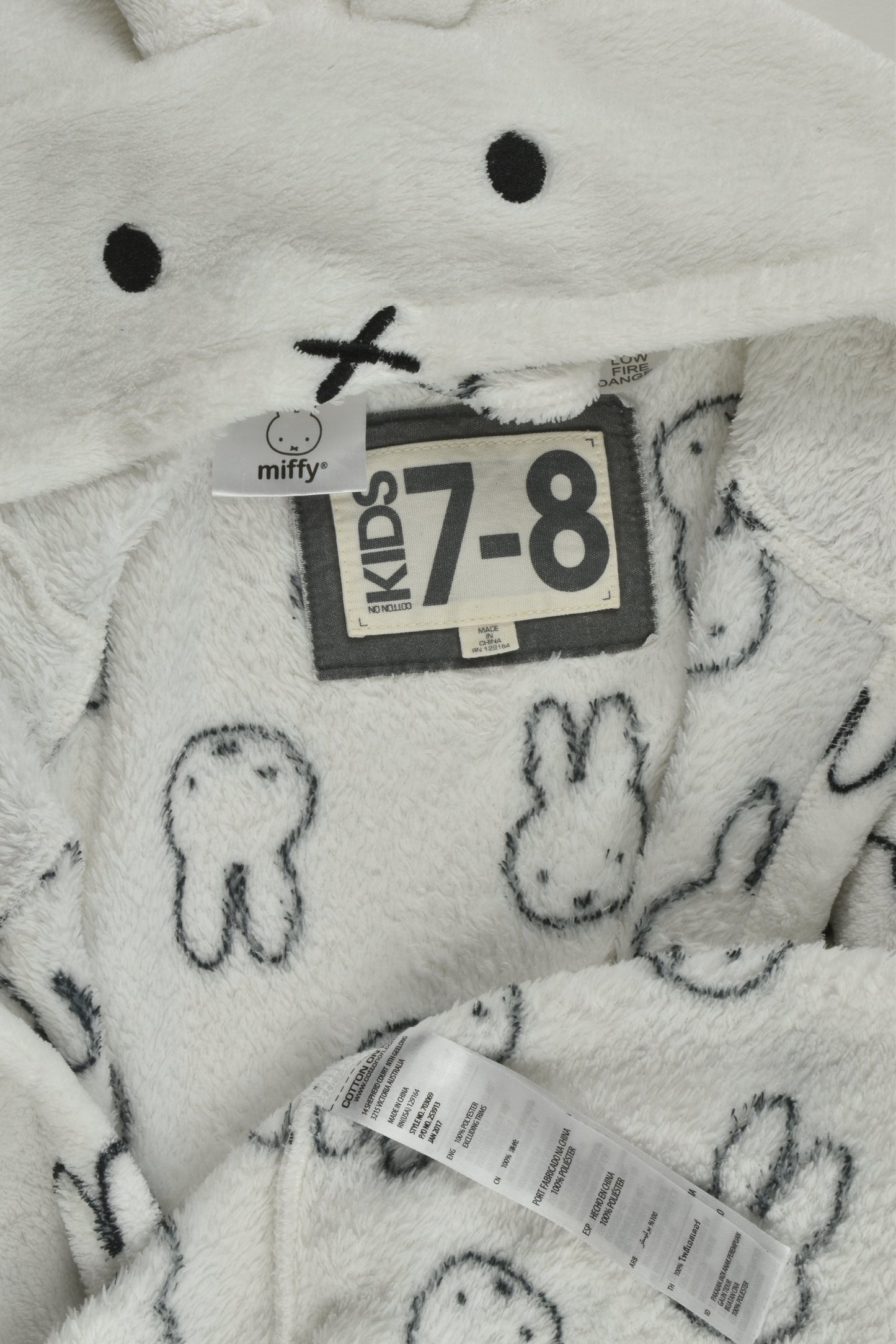 Cotton On Kids Size 7-8 Miffy Dressing Gown