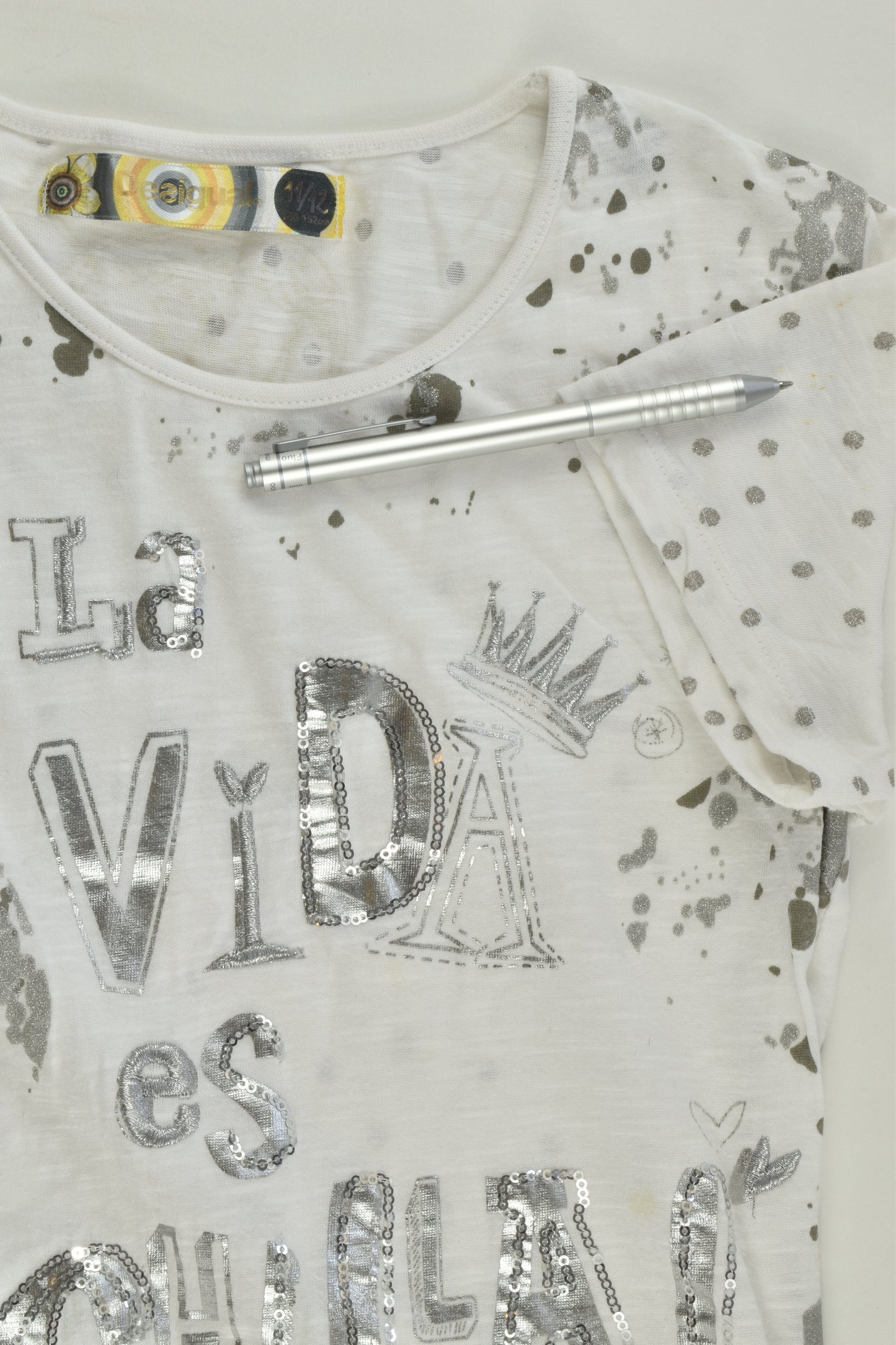 Desigual Size 11/12 (146-152 cm) 'La Vida Es Chula' Tulle Dress