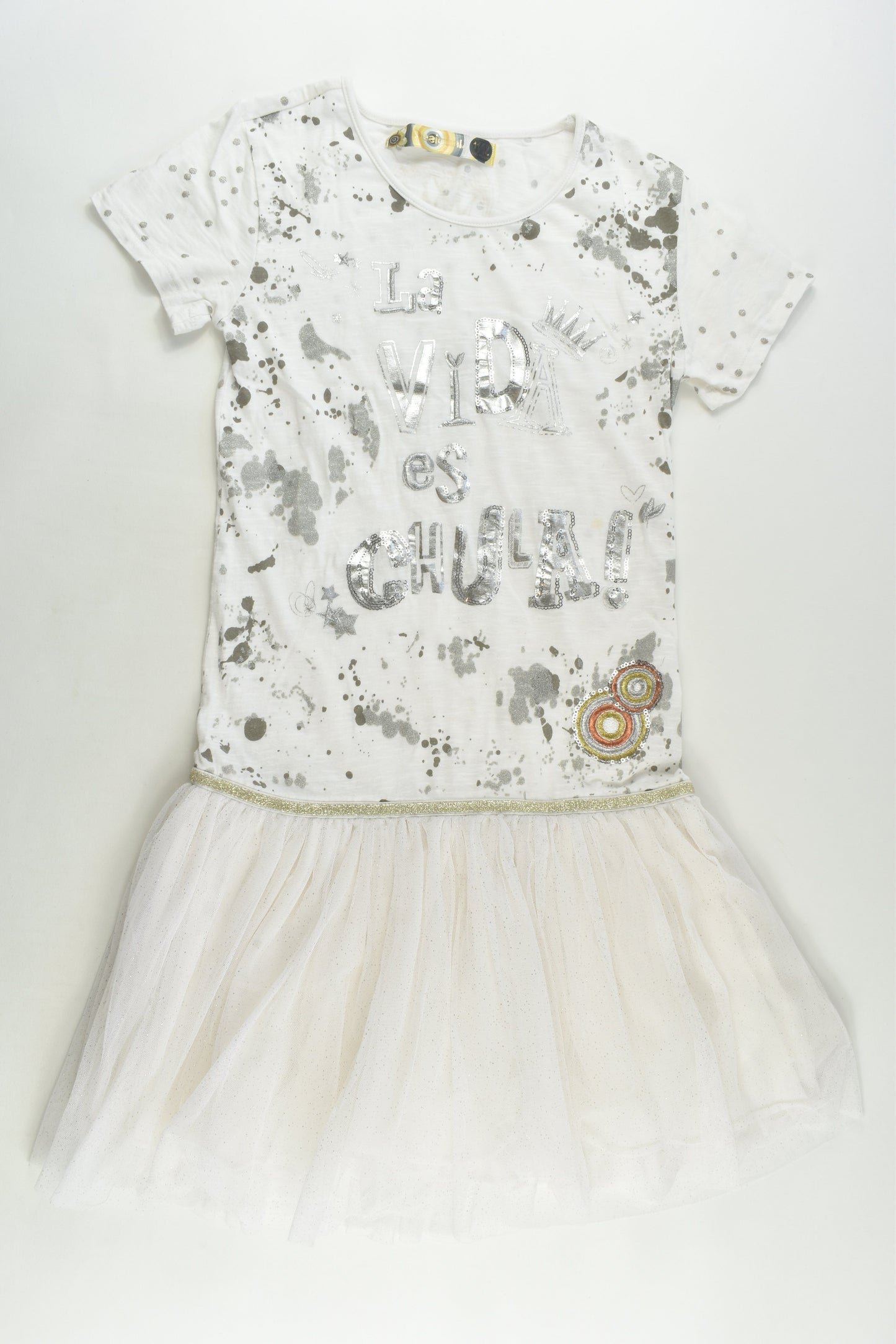 Desigual Size 11/12 (146-152 cm) 'La Vida Es Chula' Tulle Dress