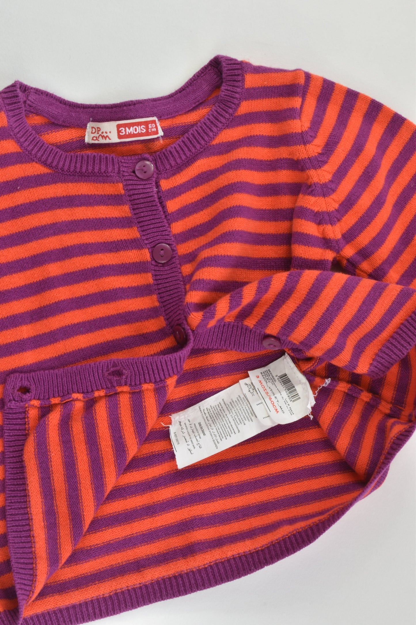 Du Pareil au Même (France) Size 000 (3 months, 60 cm) Striped Cardigan