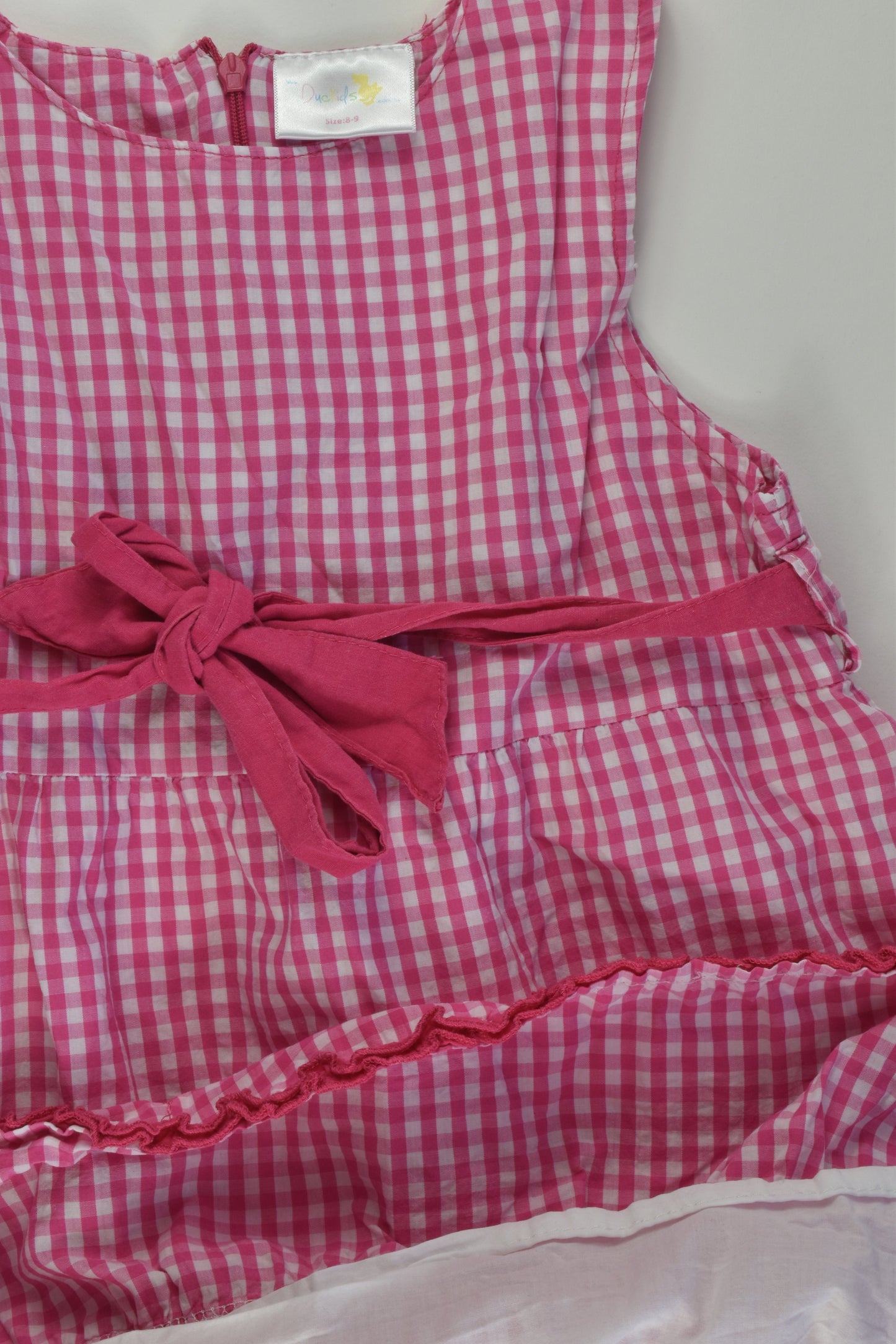 Duckids Size 8-9 Lined Checked Dress