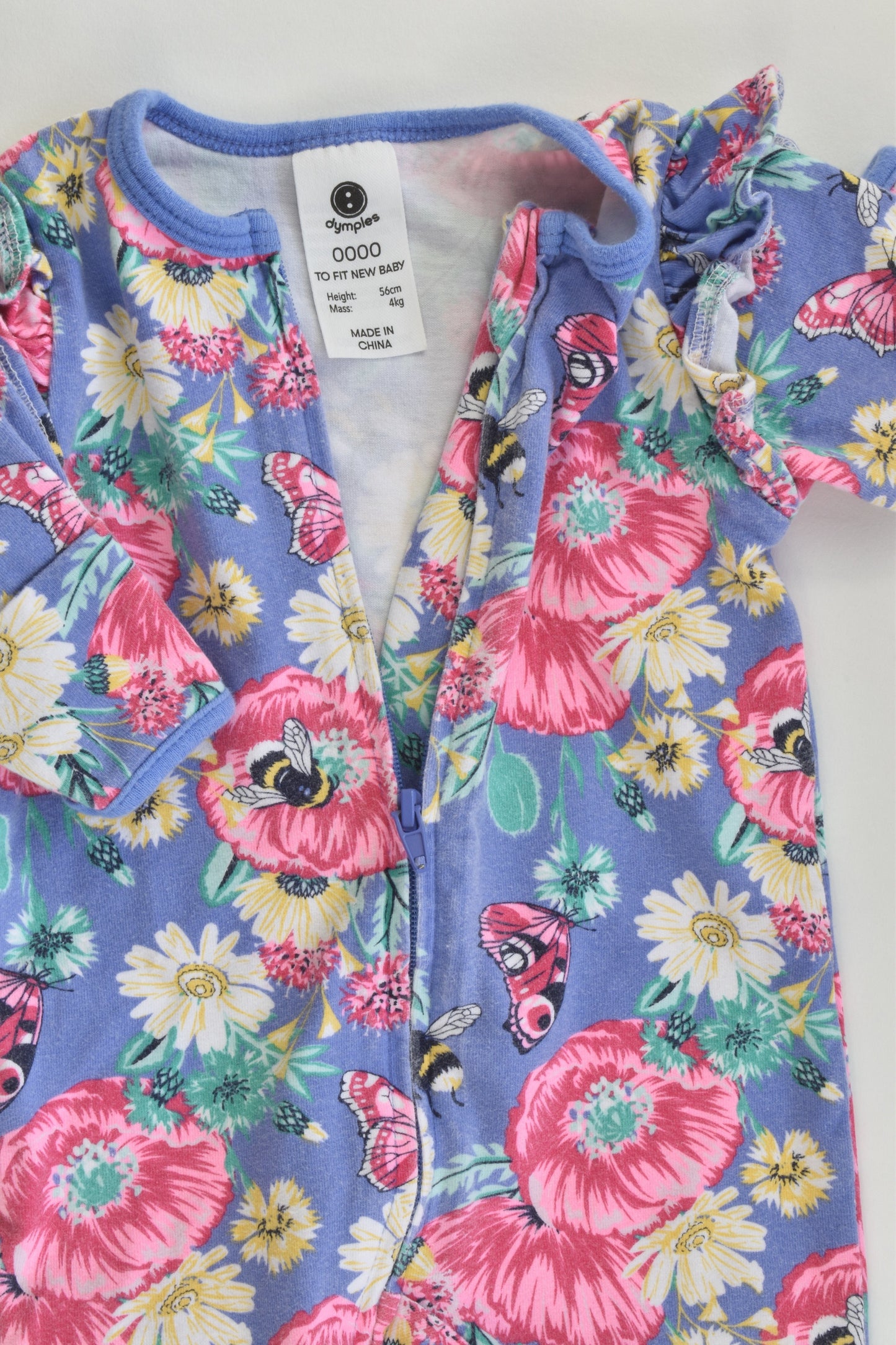 Dymples Size 0000 Flowers, Butterflies and Bees Romper