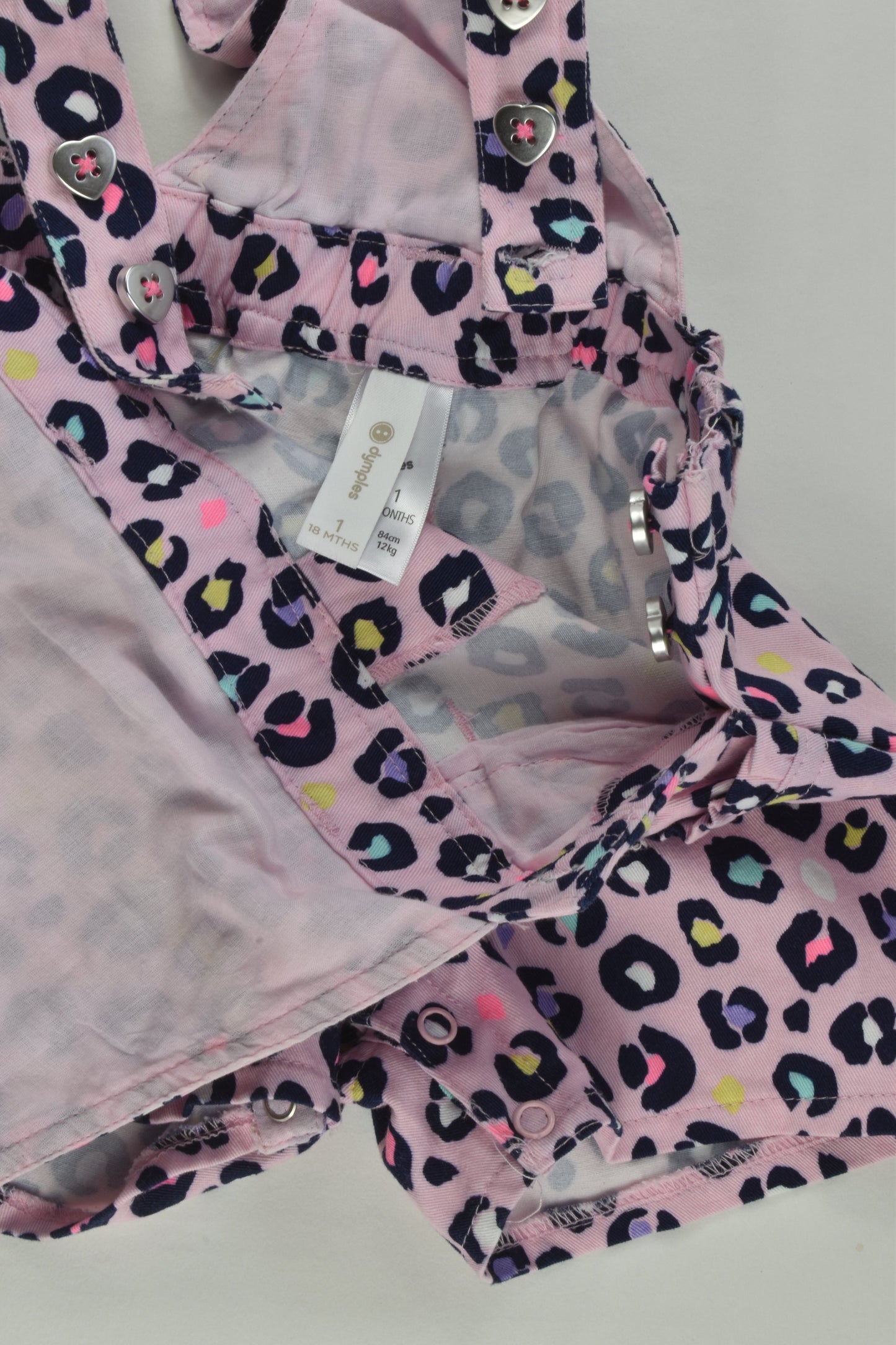 Dymples Size 1 Colourful Leopard Print Short Overalls