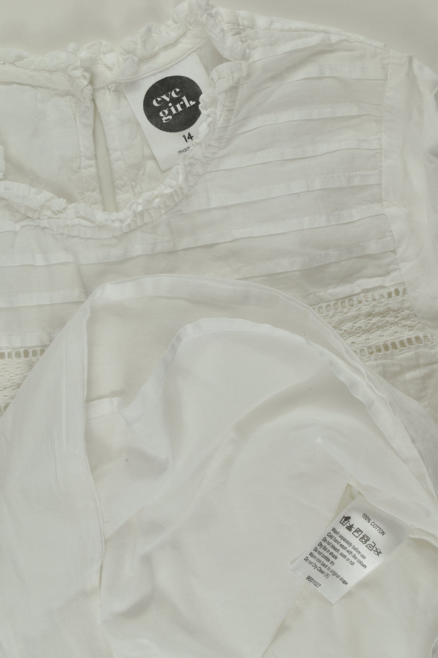 Eve Girl Size 14 Lace Detail Lined Blouse