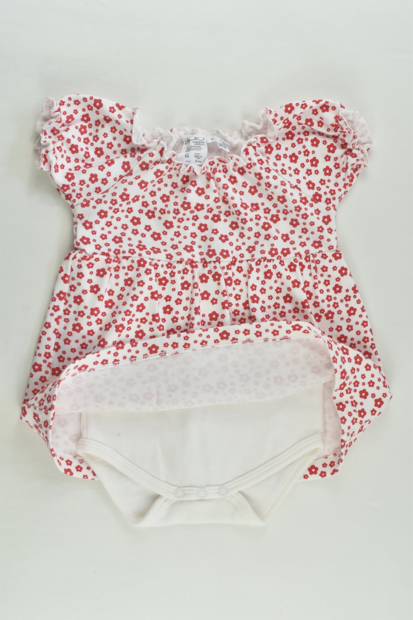 Gaia Size 00 (68 cm) Organic Floral Dress with Bodysuit underneath