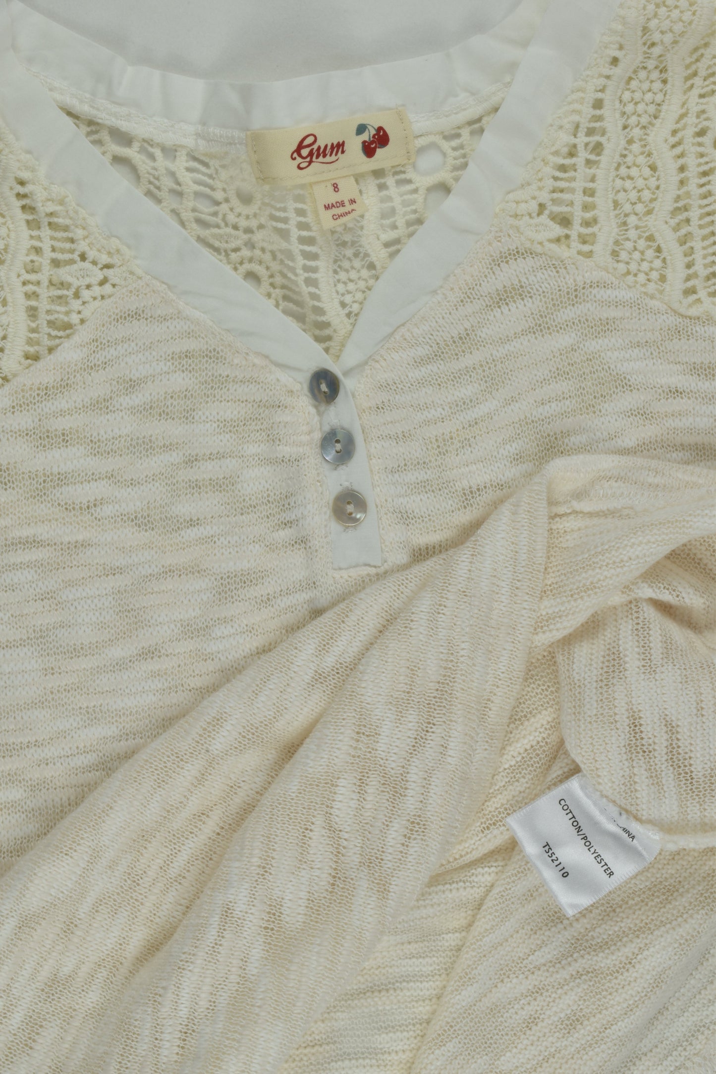 Gum Size 8 Knit T-shirt with Lace Detail