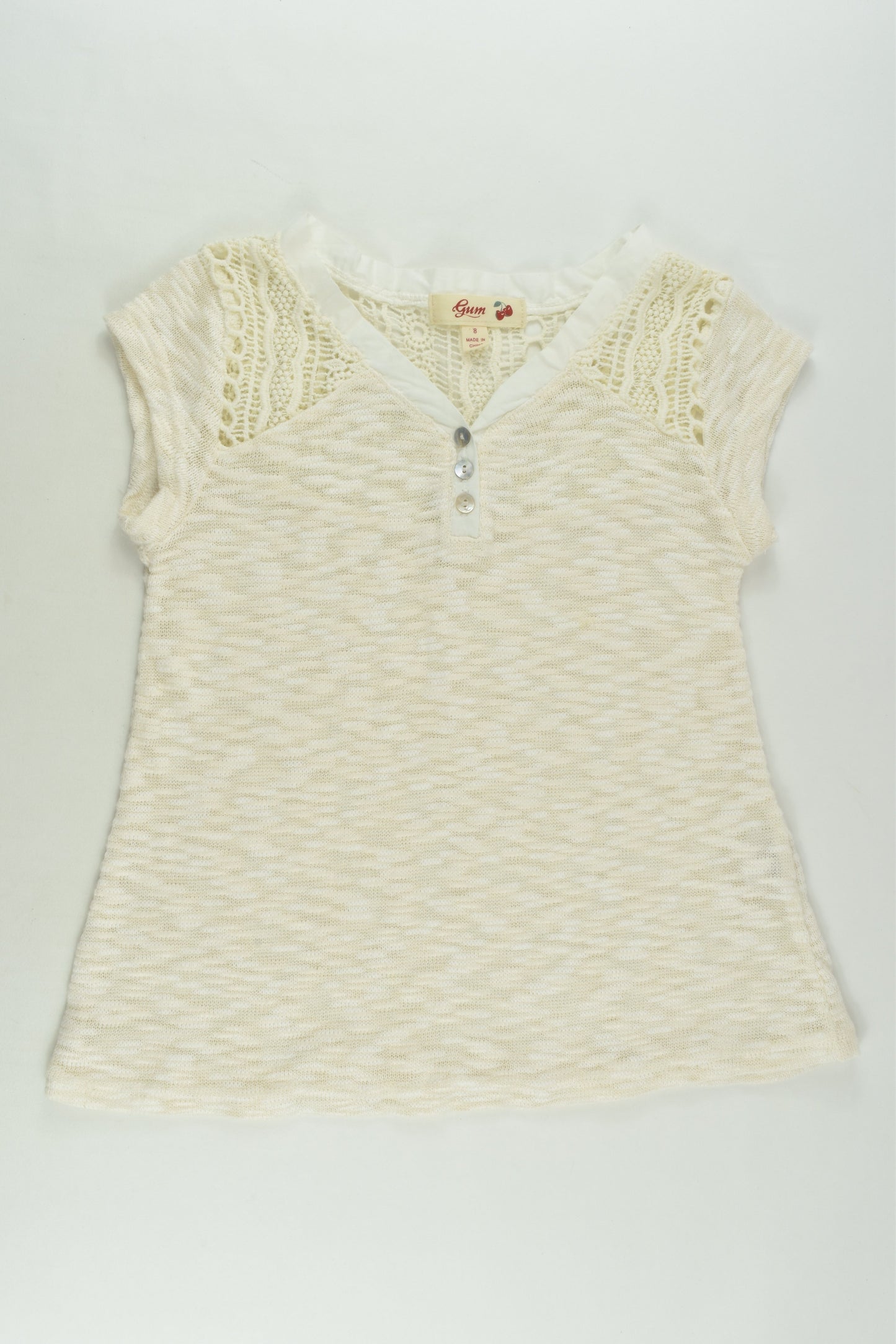 Gum Size 8 Knit T-shirt with Lace Detail