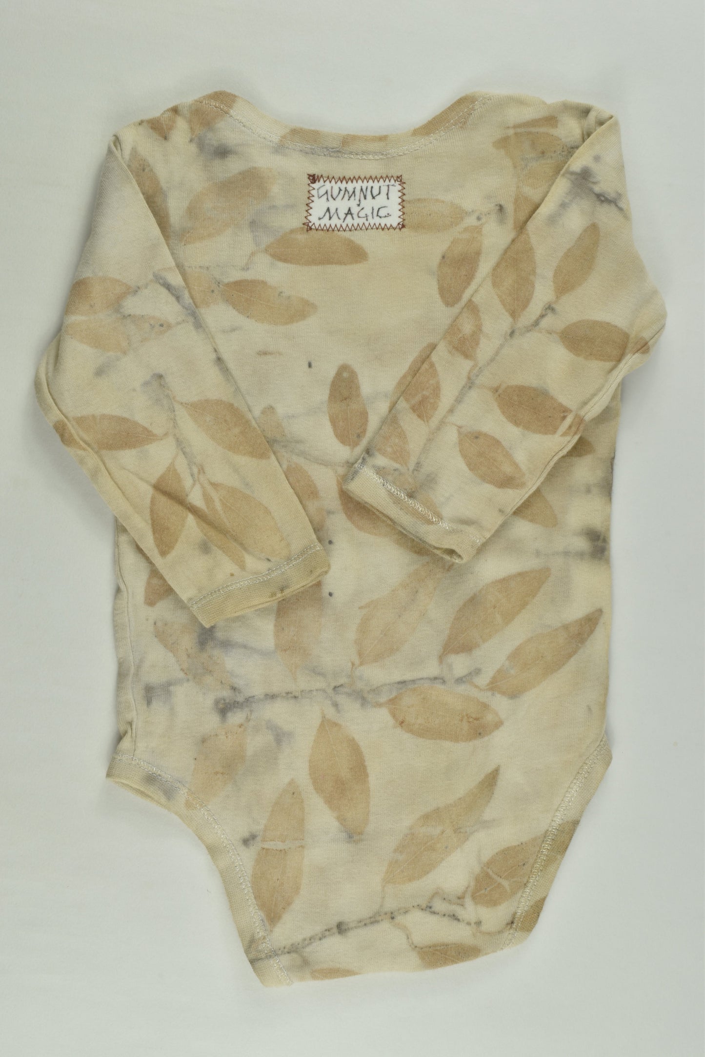 Gumnut Magic Size 00 Naturally Dyed Eucalyptys Leaves Bodysuit