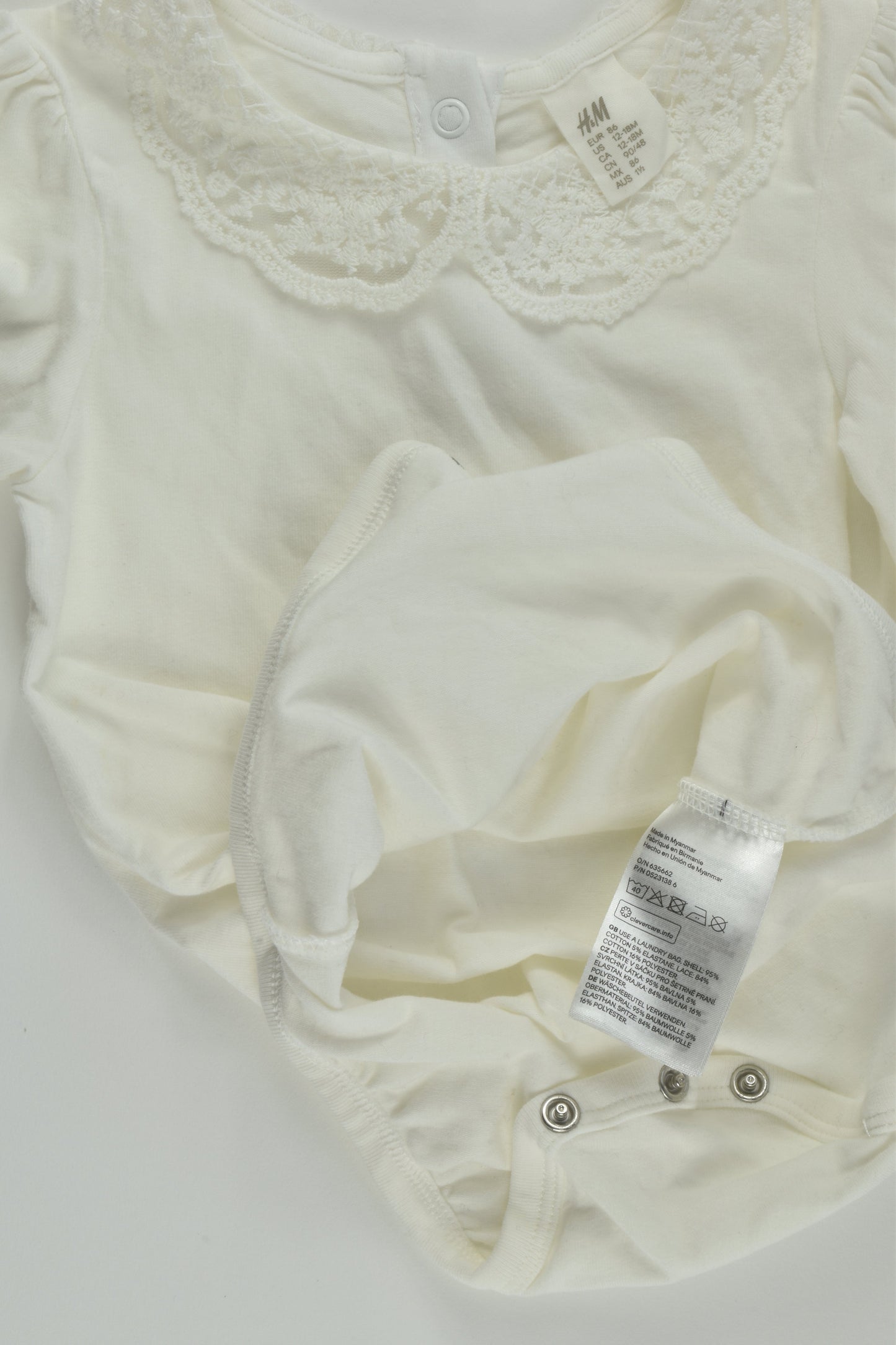 H&M Size 1 Lace Collar Bodysuit