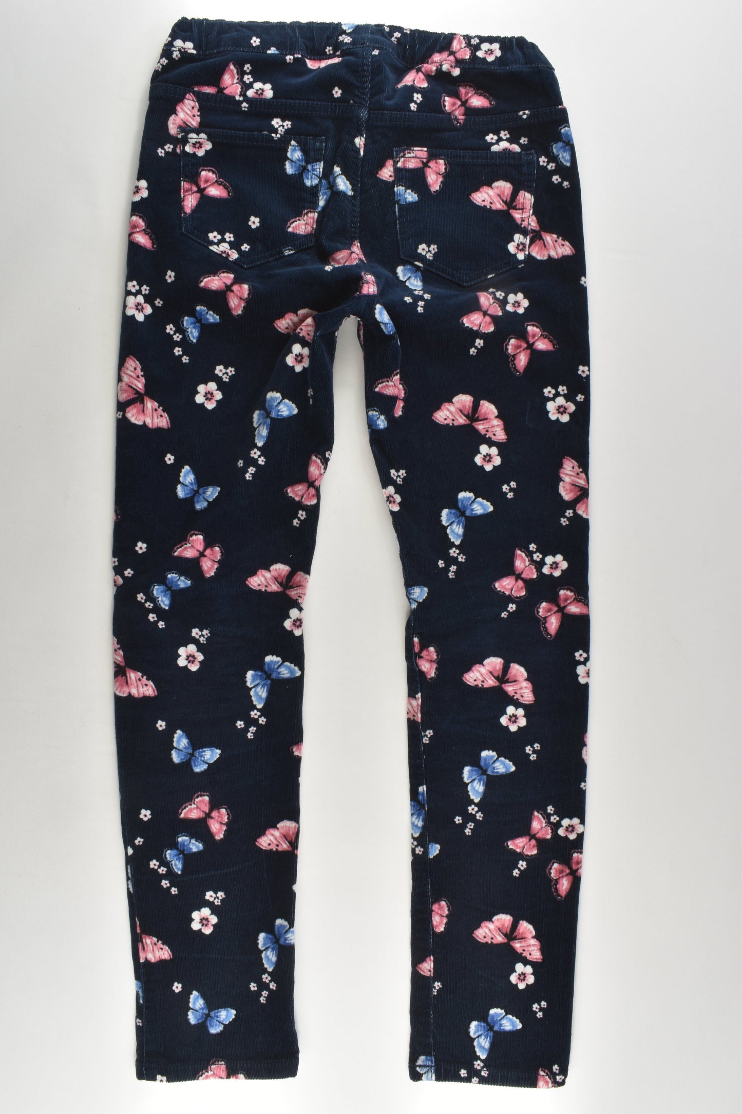H&M Size 9 (134 cm) Flowers and Butterflies Stretchy Cord Pants