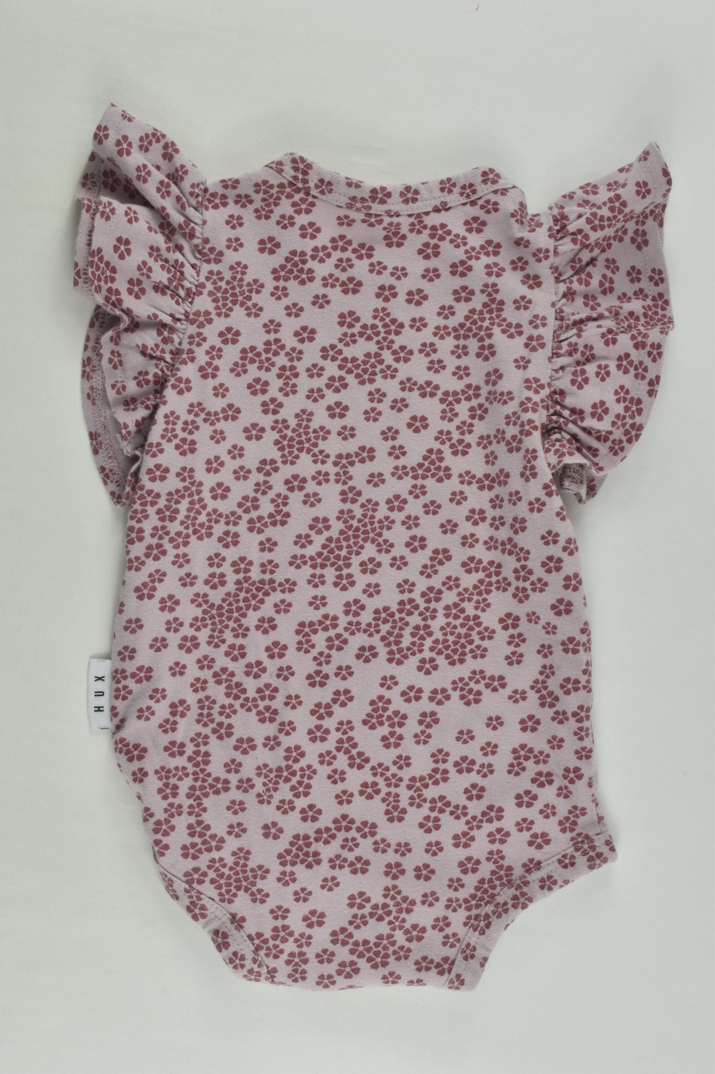 Hux Size 000 Floral Ruffle Bodysuit