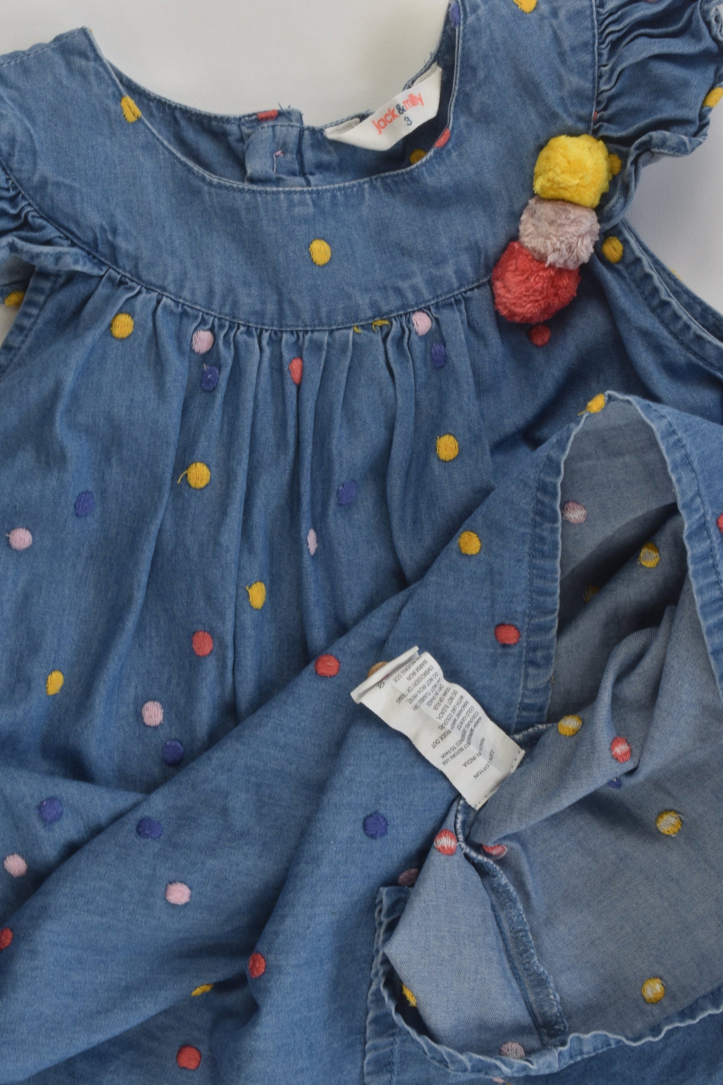 Jack & Milly Size 3 Pom Pom Denim Dress