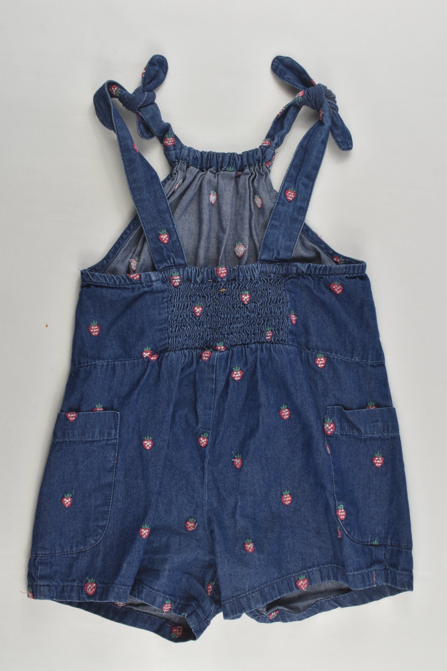 Jack & Milly Size 3 Strawberries Lightweight Denim Short Overalls