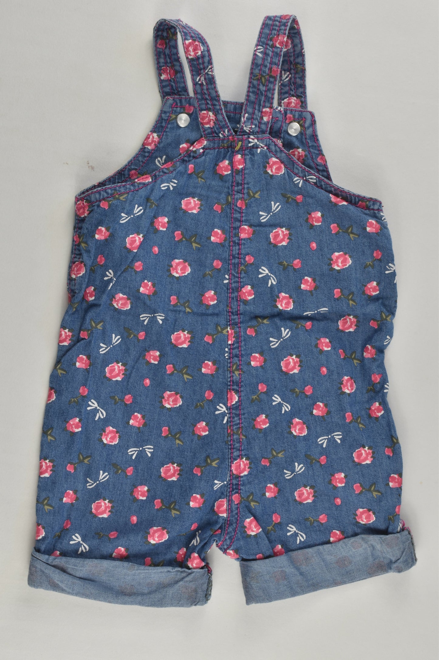 Jel Size 000 Roses Lightweight Short Denim Overalls