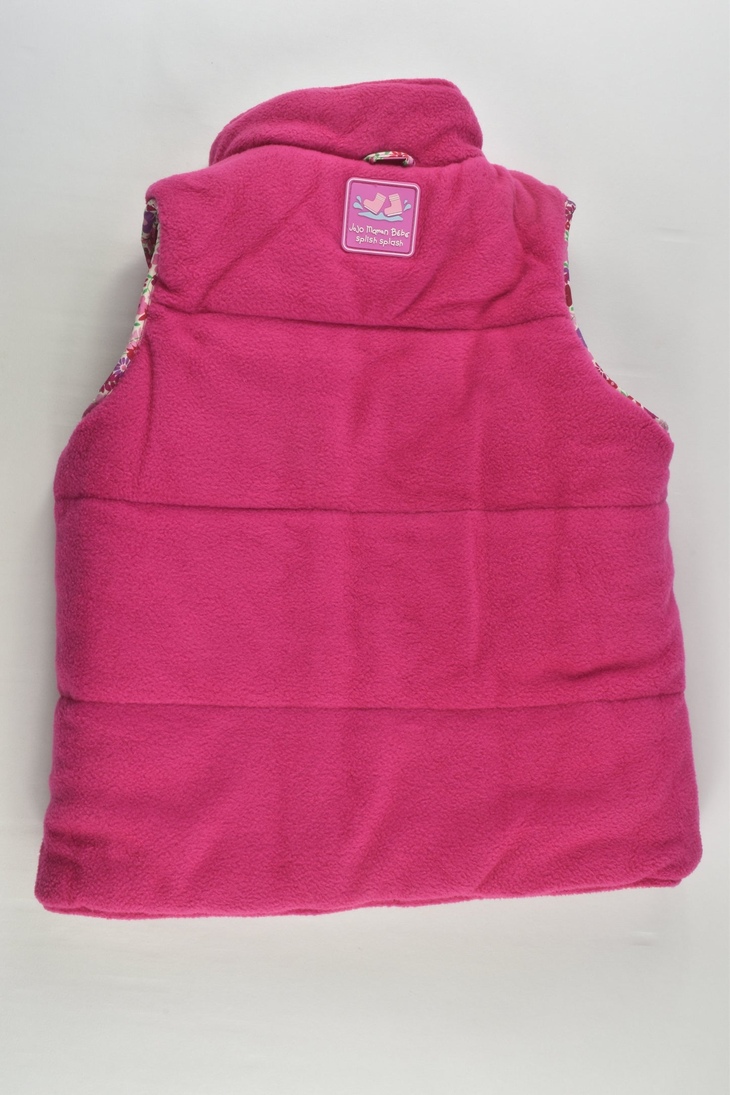 JoJo Maman Bébé Size 2-3 Splish Splash Reversible Floral/Fleece Puffer Vest