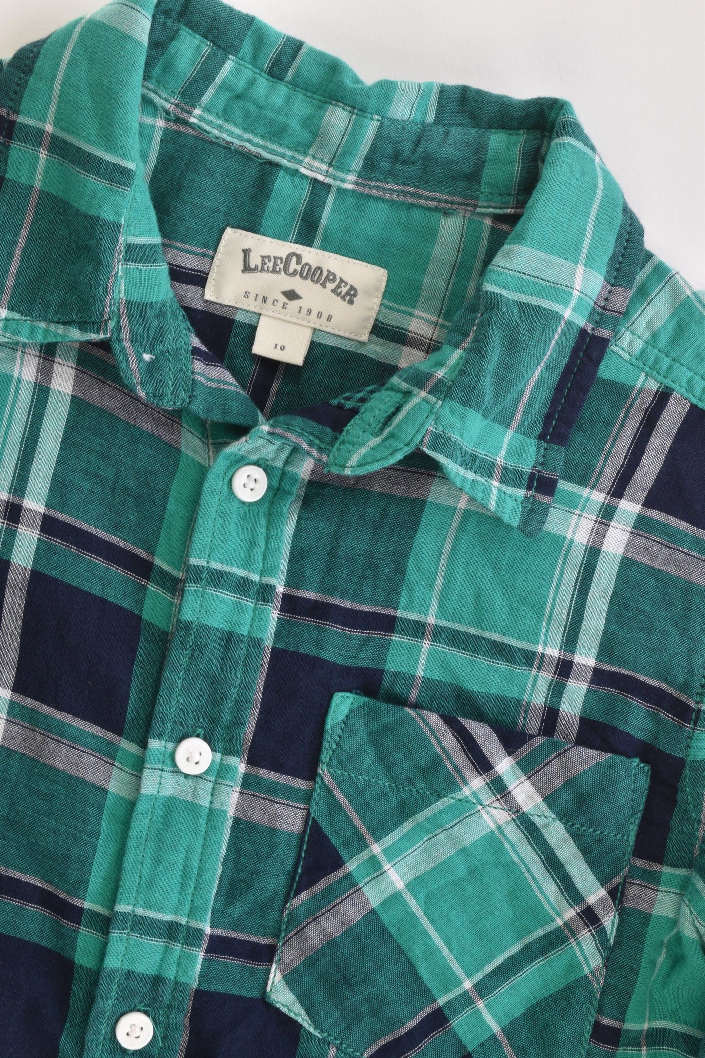 Lee Cooper Size 10 Checked Casual Collared Shirt