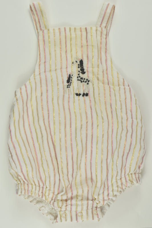 Marks & Spencer Size 00 (3-6 months) Lined Giraffes Bubble Romper