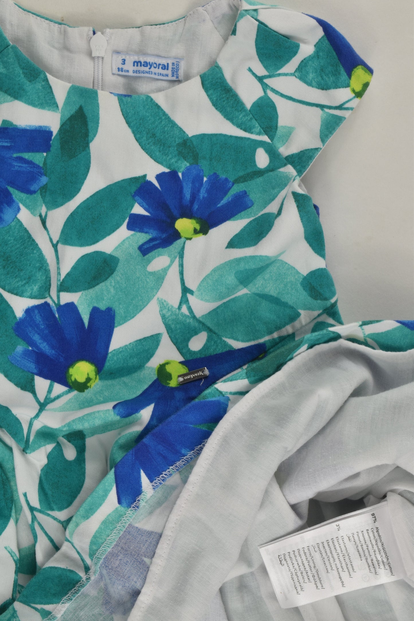 Mayoral Size 3 (98 cm) Lined Floral Dress