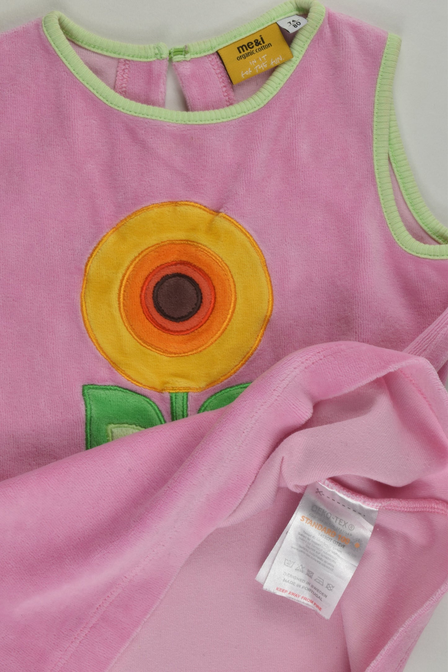 Me&i Size 0 (74/80 cm) Flower Velour Dress/Tunic