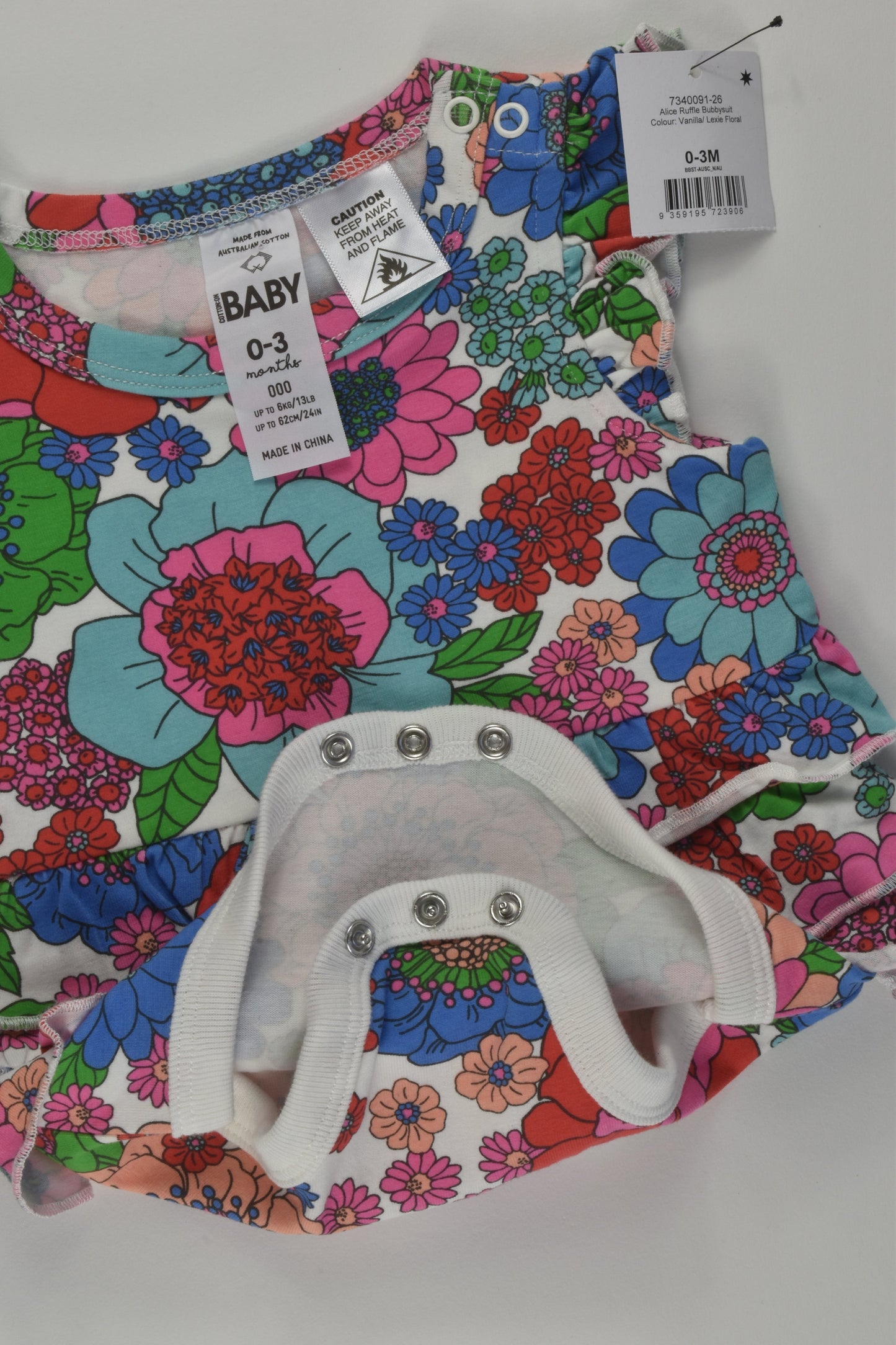 NEW Cotton On Baby Size 000 Floral Bodysuit
