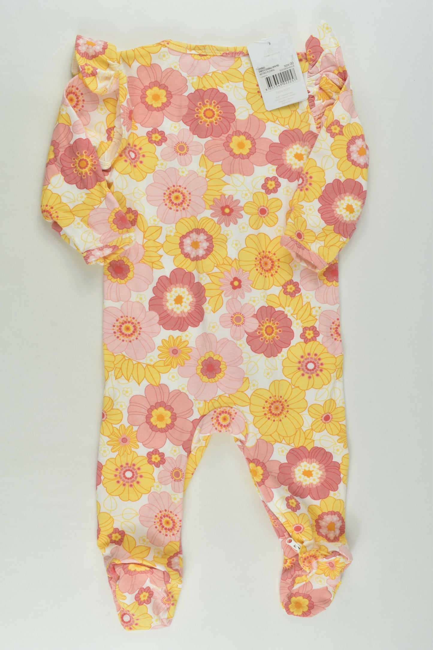 NEW Dymples Size 00 Retro Flowers Footed Romper