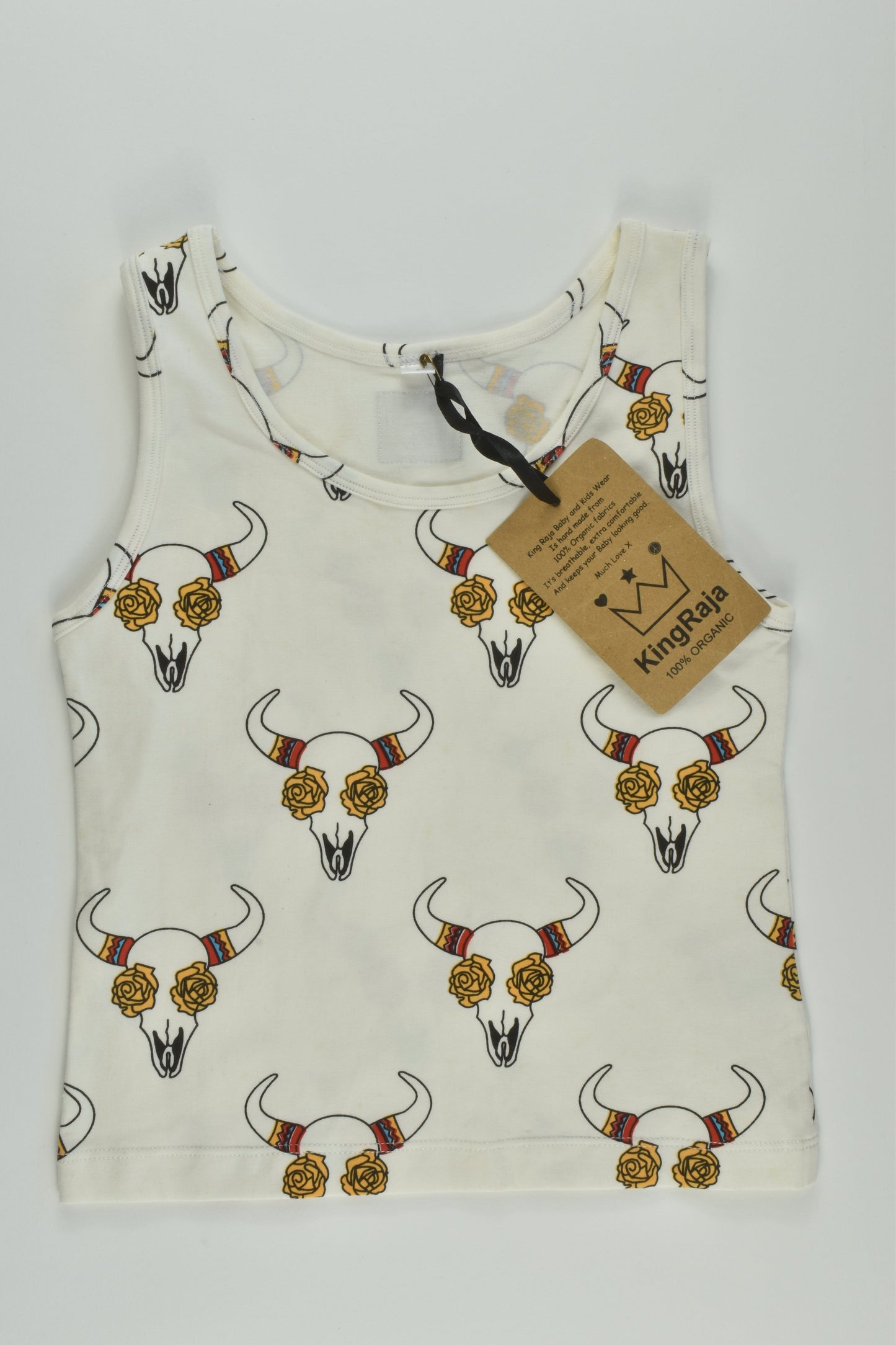 NEW King Raja Organics Size 1 Cow Skull Tank Top
