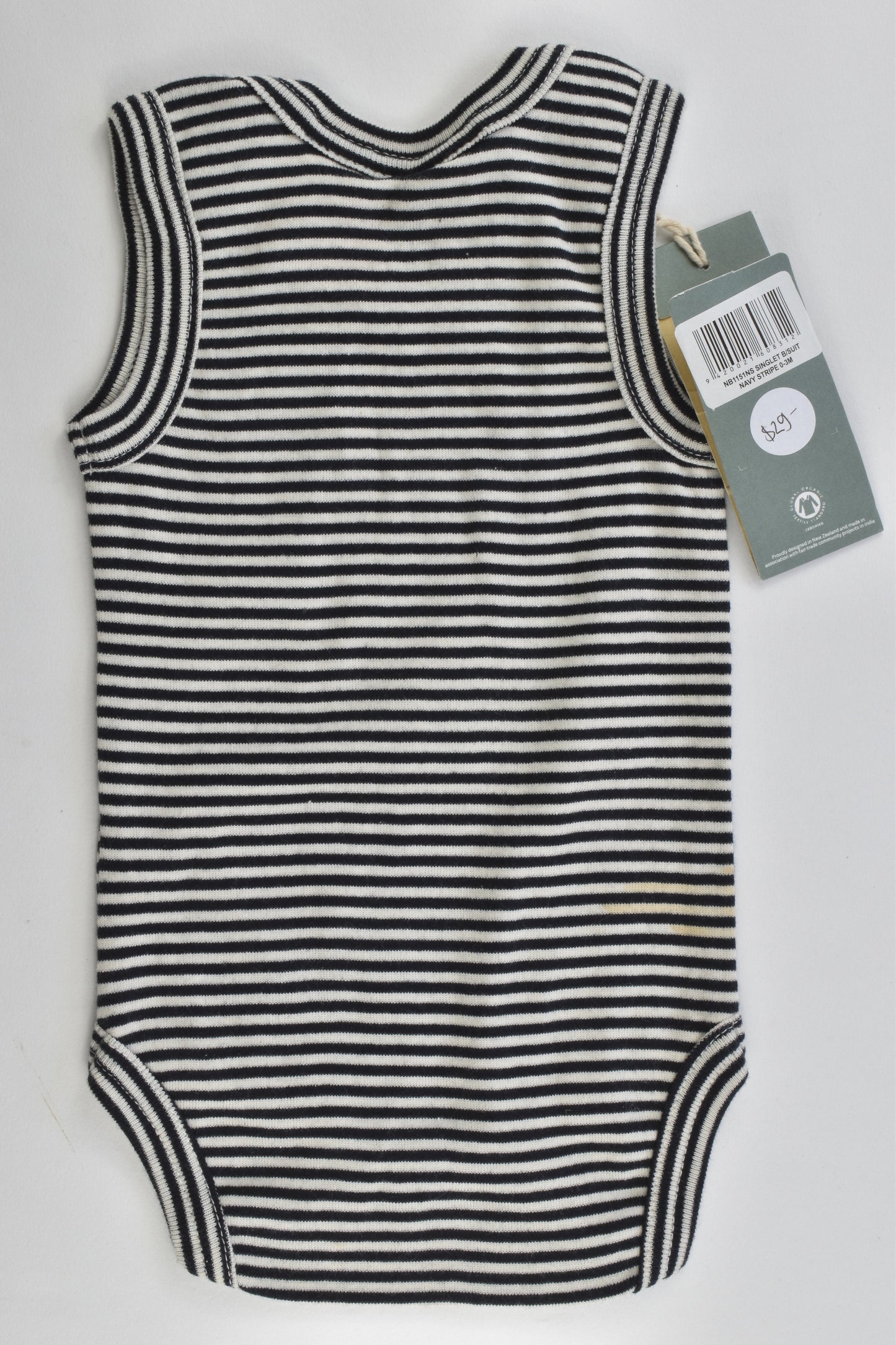 NEW Nature Baby Size 0-3 months Organic Striped Bodysuit