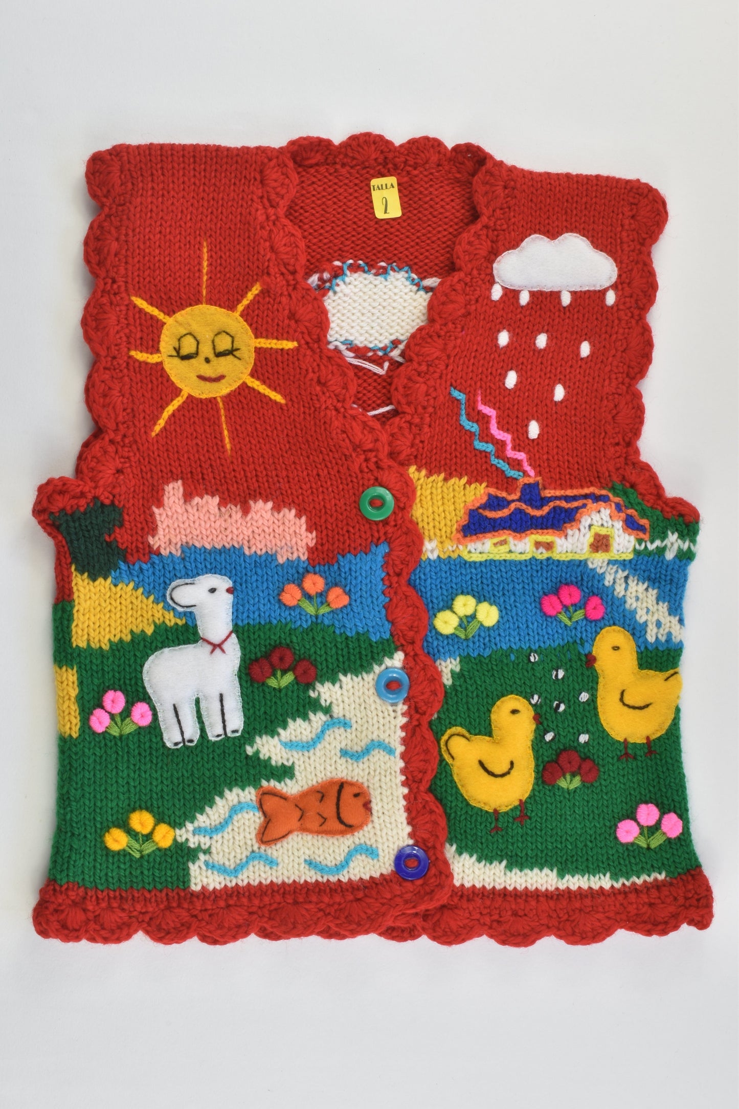 NEW Peruvian Handmade Size 2 Wool Vest with Buttons