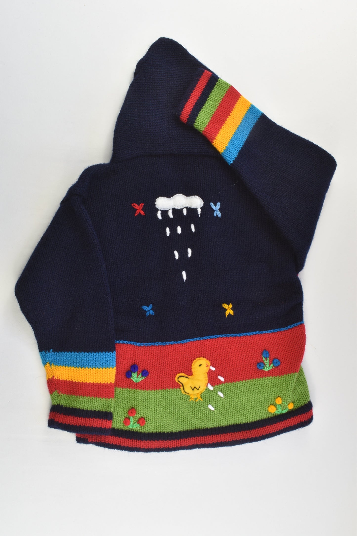 NEW Peruvian Handmade Size 6 Wool Jumper with Zip and Hood