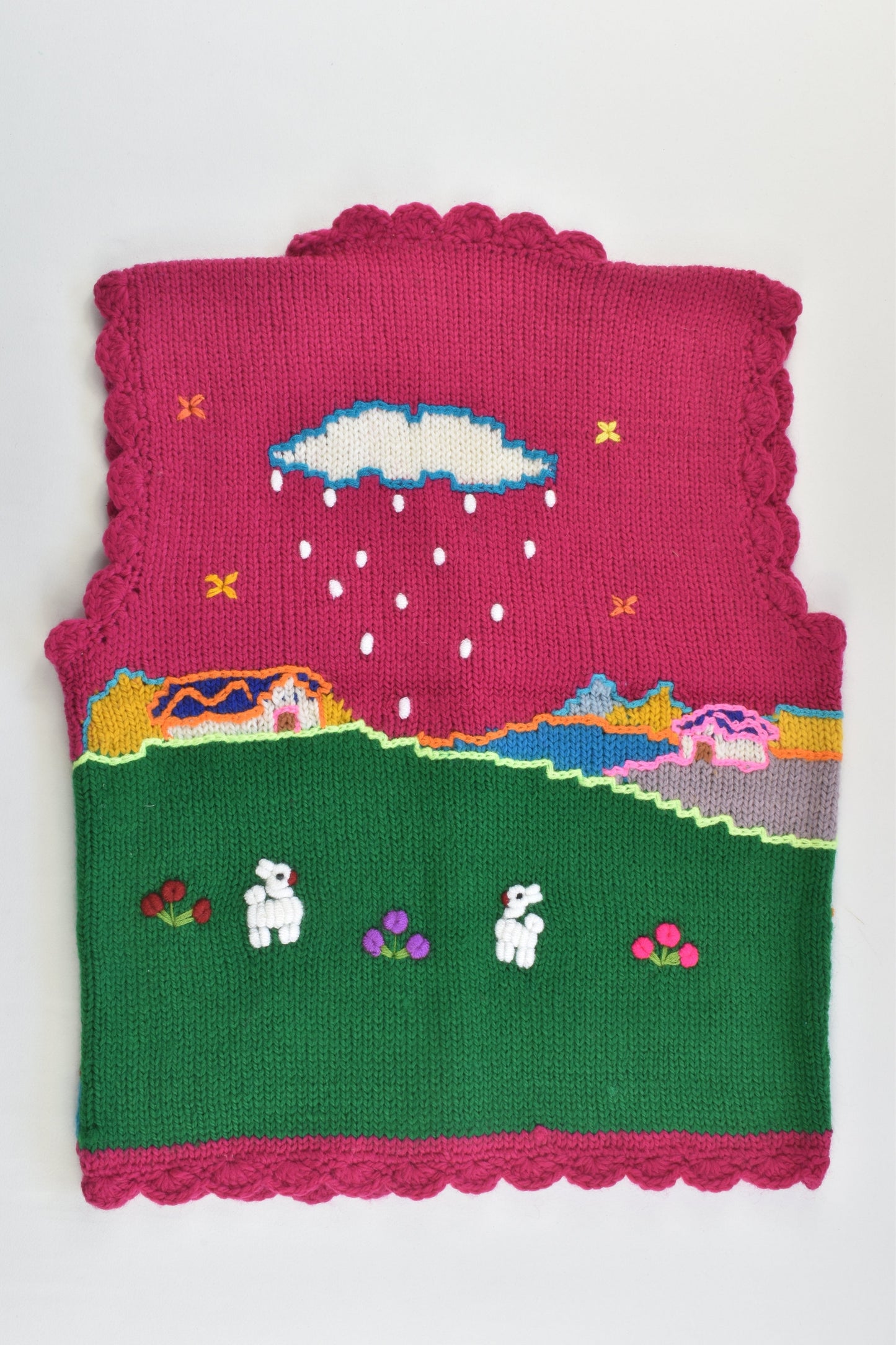 NEW Peruvian Handmade Size 6 Wool Vest with Buttons