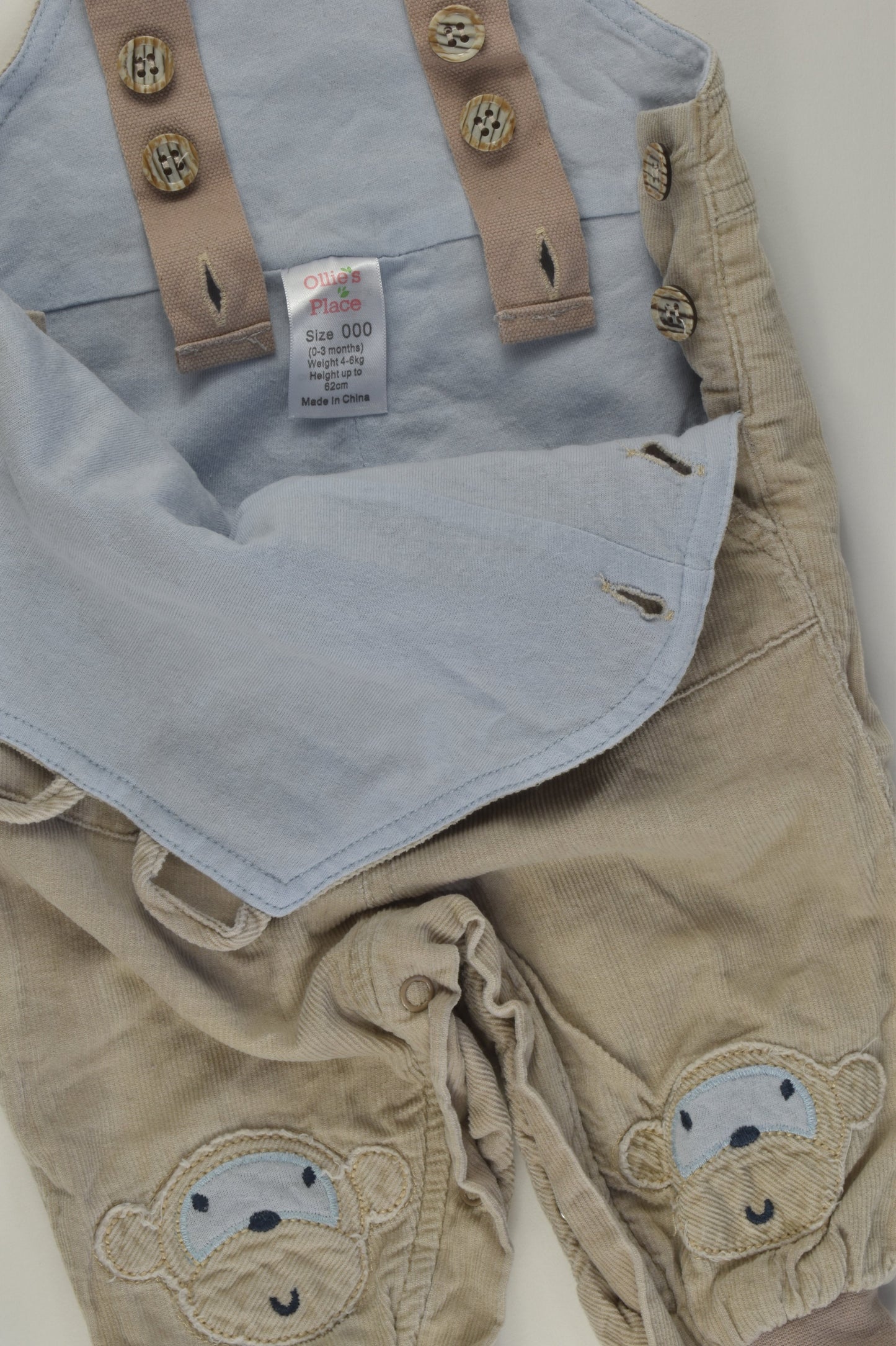 Ollie's Place Size 000 Lined Cord Overalls