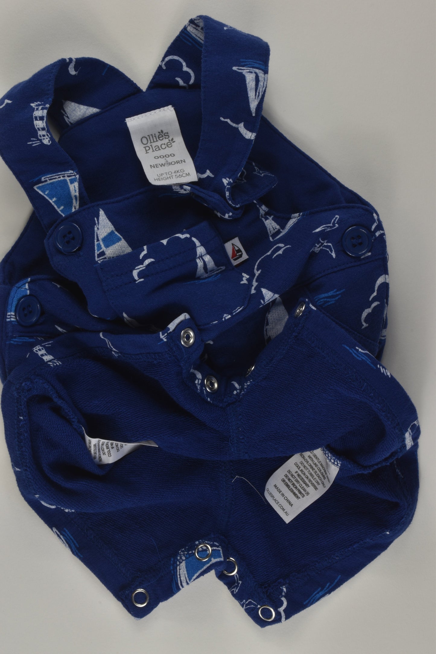 Ollie's Place Size 0000 Nautical Short Overalls