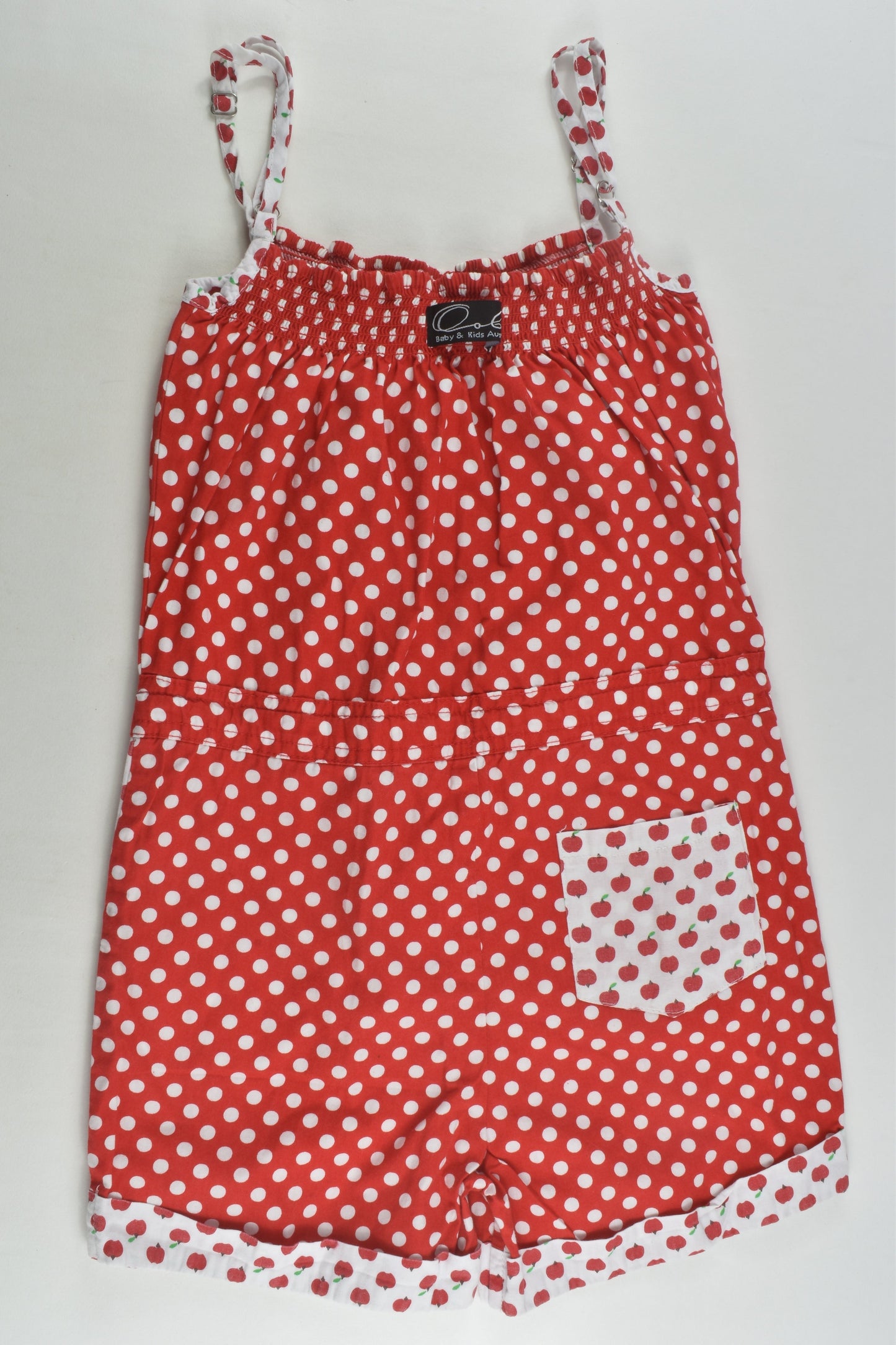 Oobi Size 6 Polka Dots and Apples Playsuit