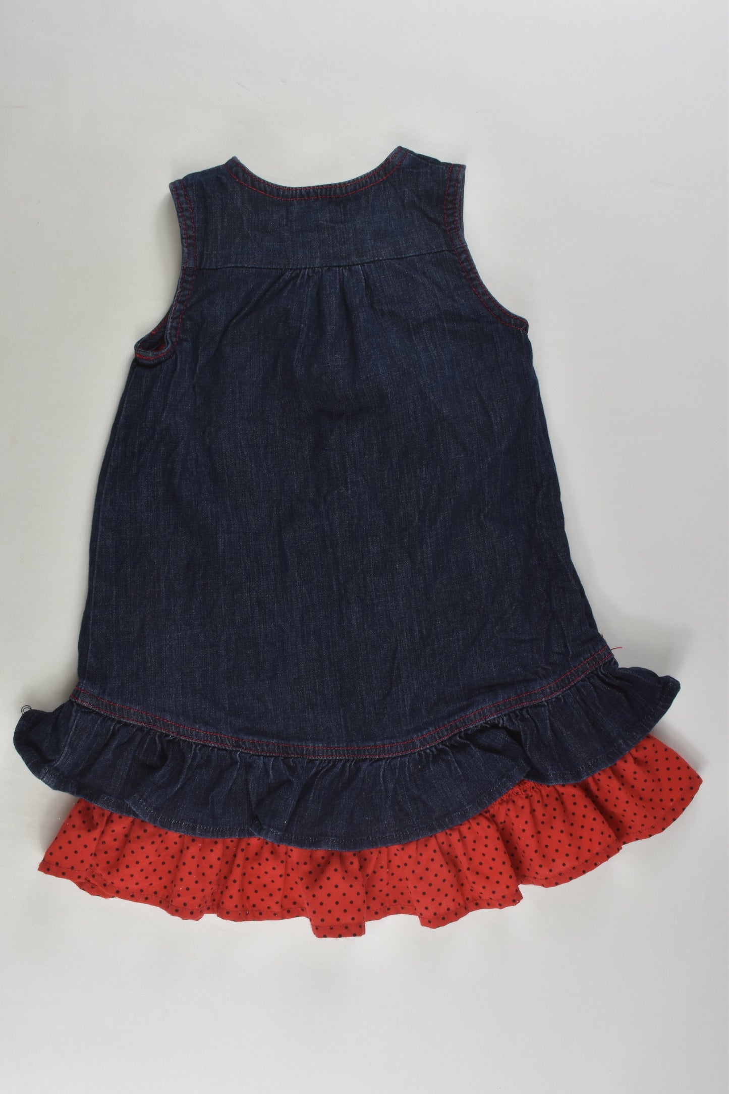Pumpkin Patch Size 0 (6-12 months) Lined Ladybug Denim Dress