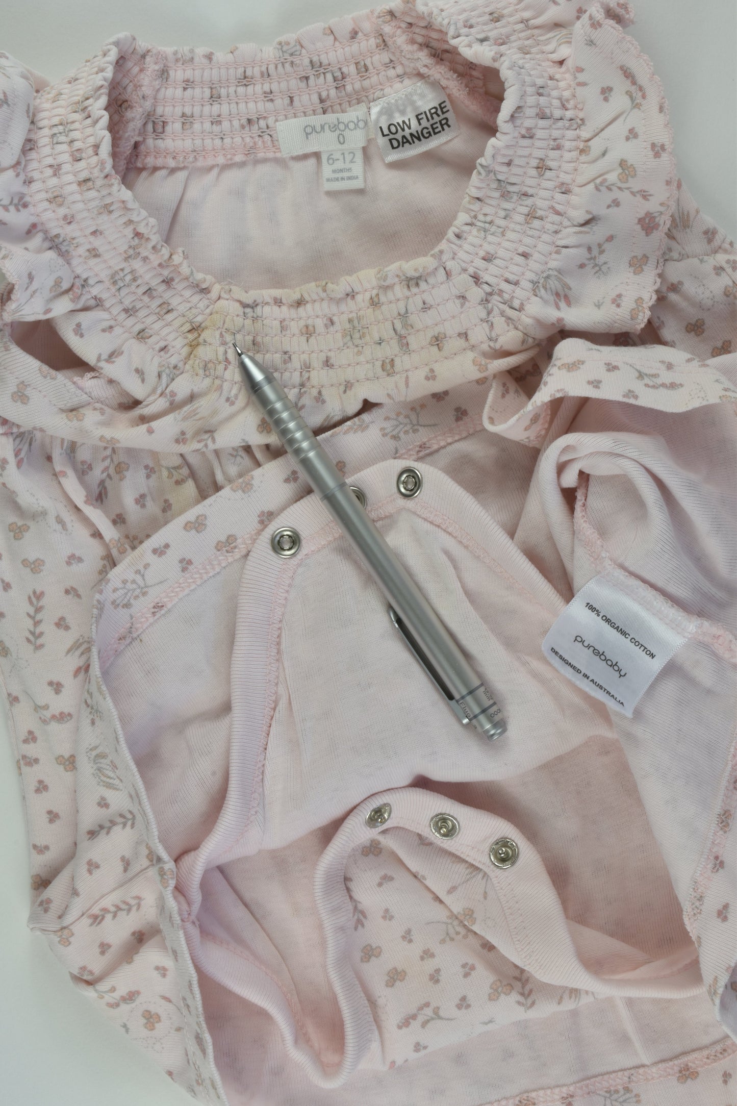Purebaby Size 0 Dress with Bodysuit Underneath