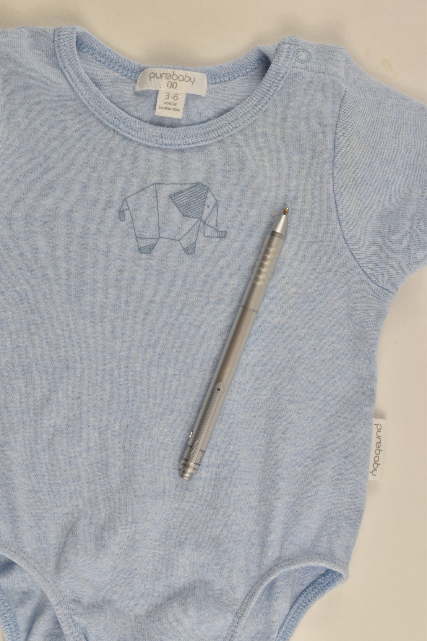 Purebaby Size 00 (3-6 months) Elephant Bodysuit