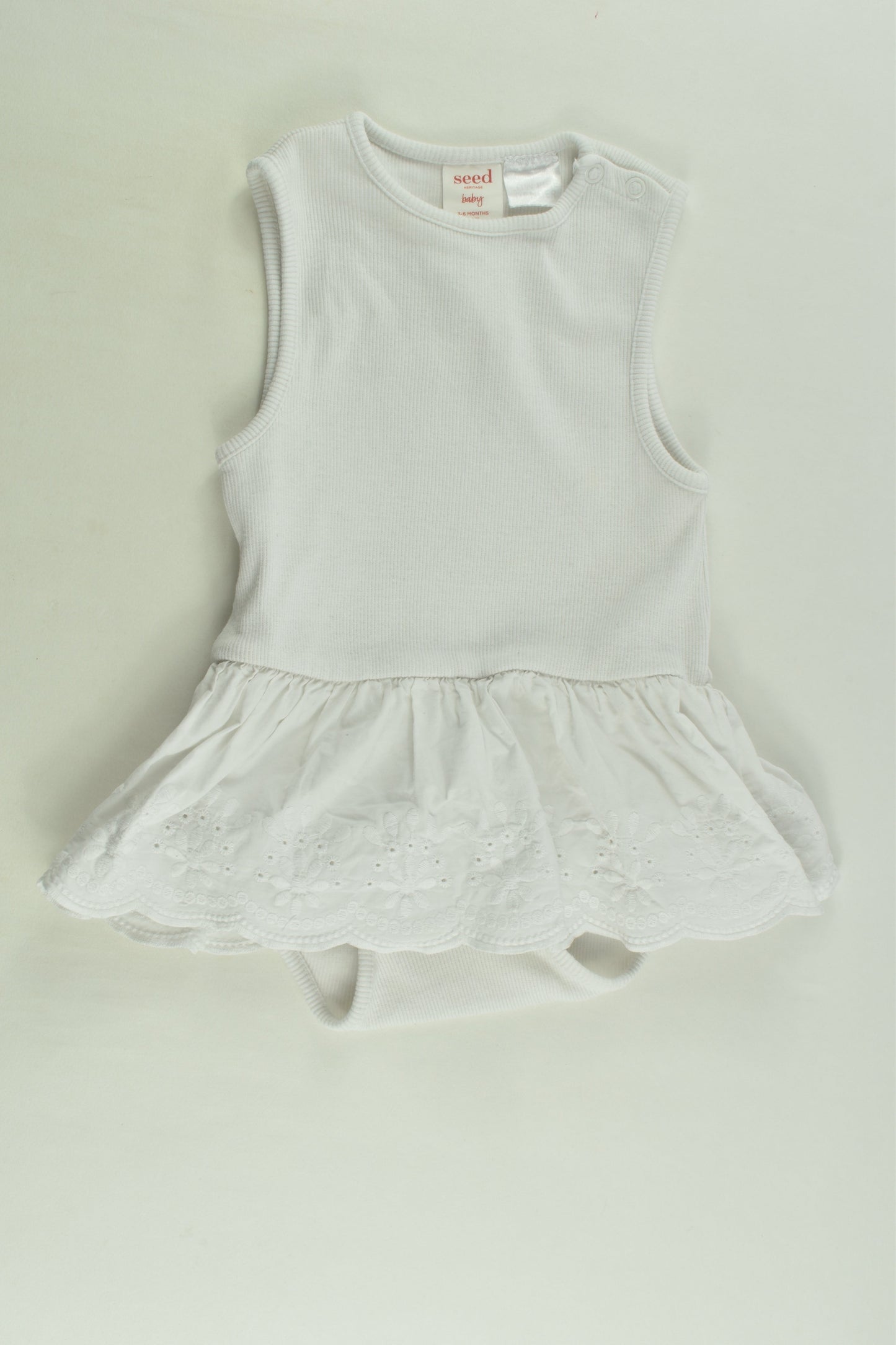 Seed Heritage Size 00 Ribbed Lace Hem Bosysuit