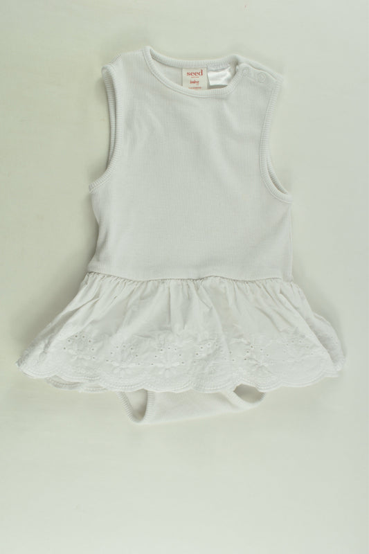 Seed Heritage Size 00 Ribbed Lace Hem Bosysuit