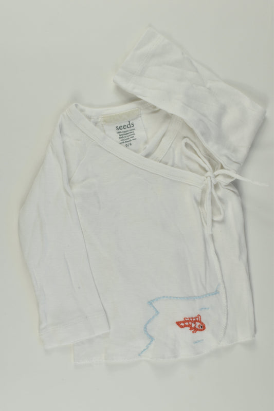 Seeds Size 0/6 months Organic Hand Embroidery Wrap Top