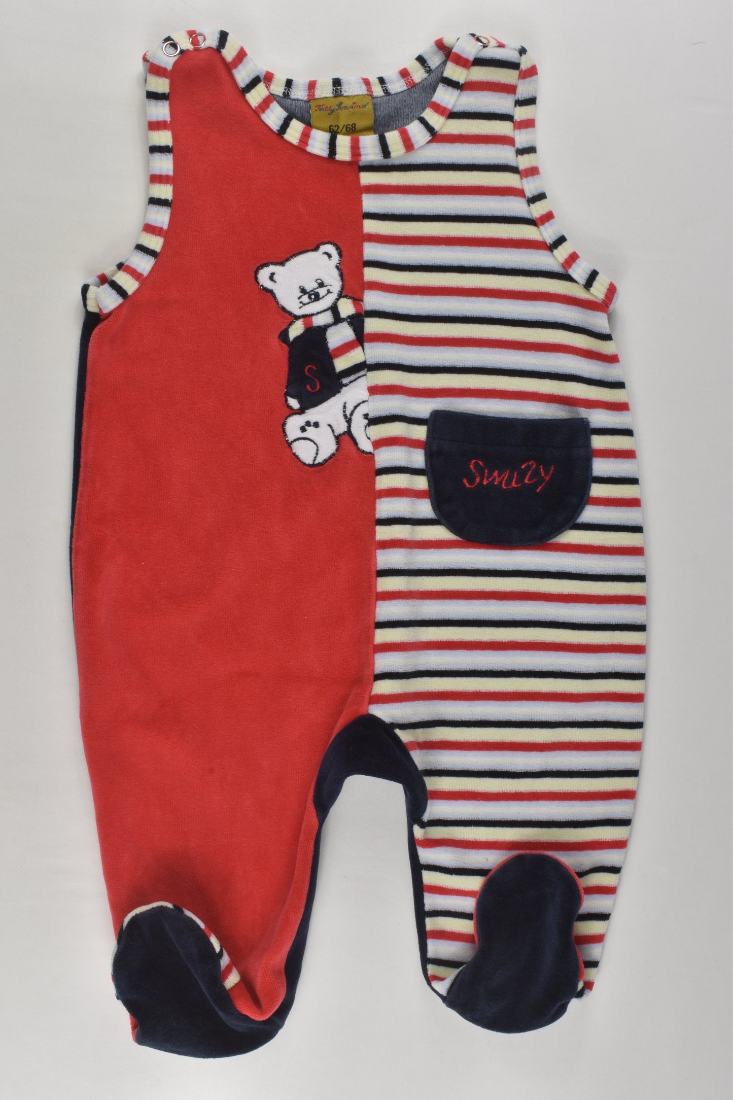 Teddy Sensiono Size 00 (62/68 cm) Footed Velour Overalls